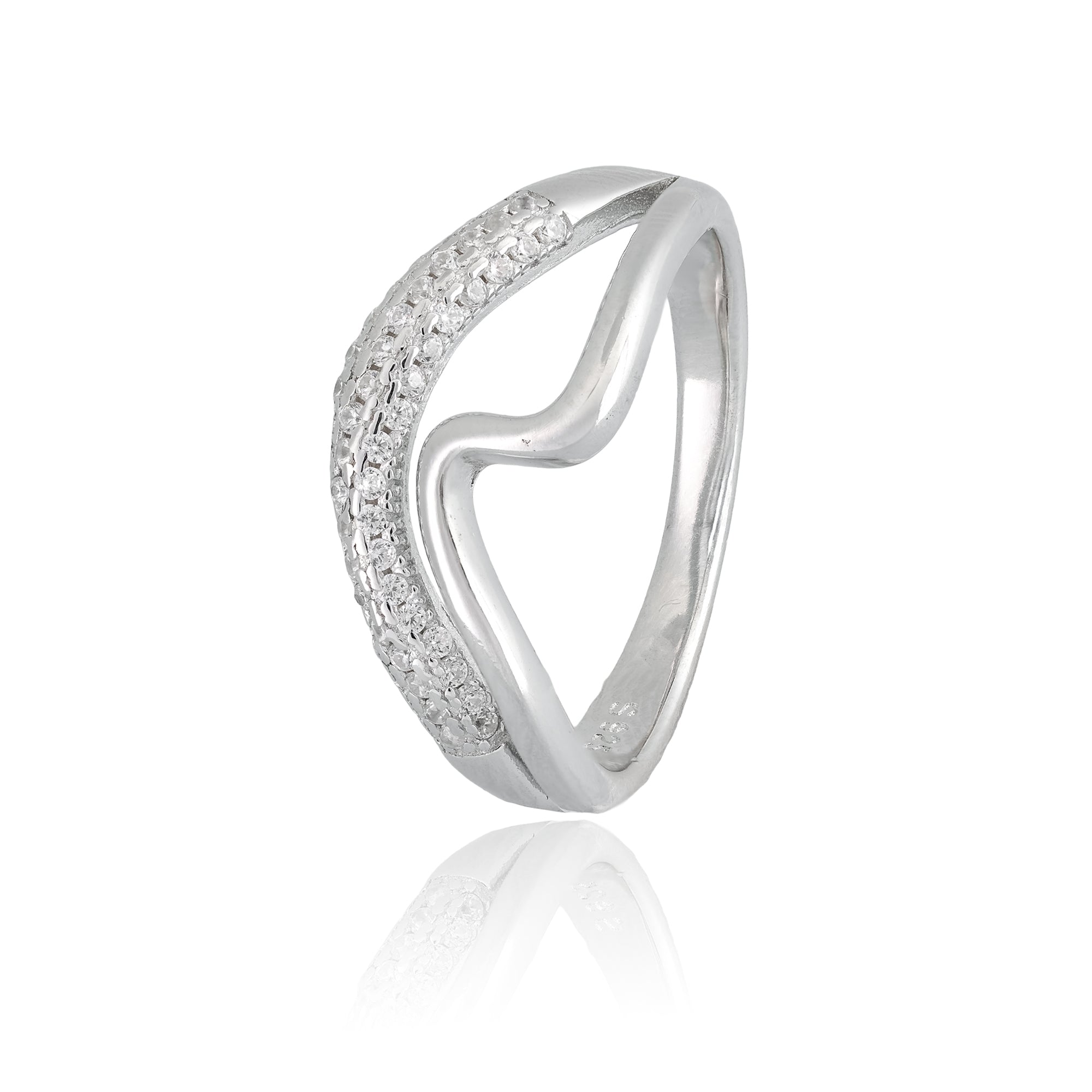 Silver Wave Accent Ring