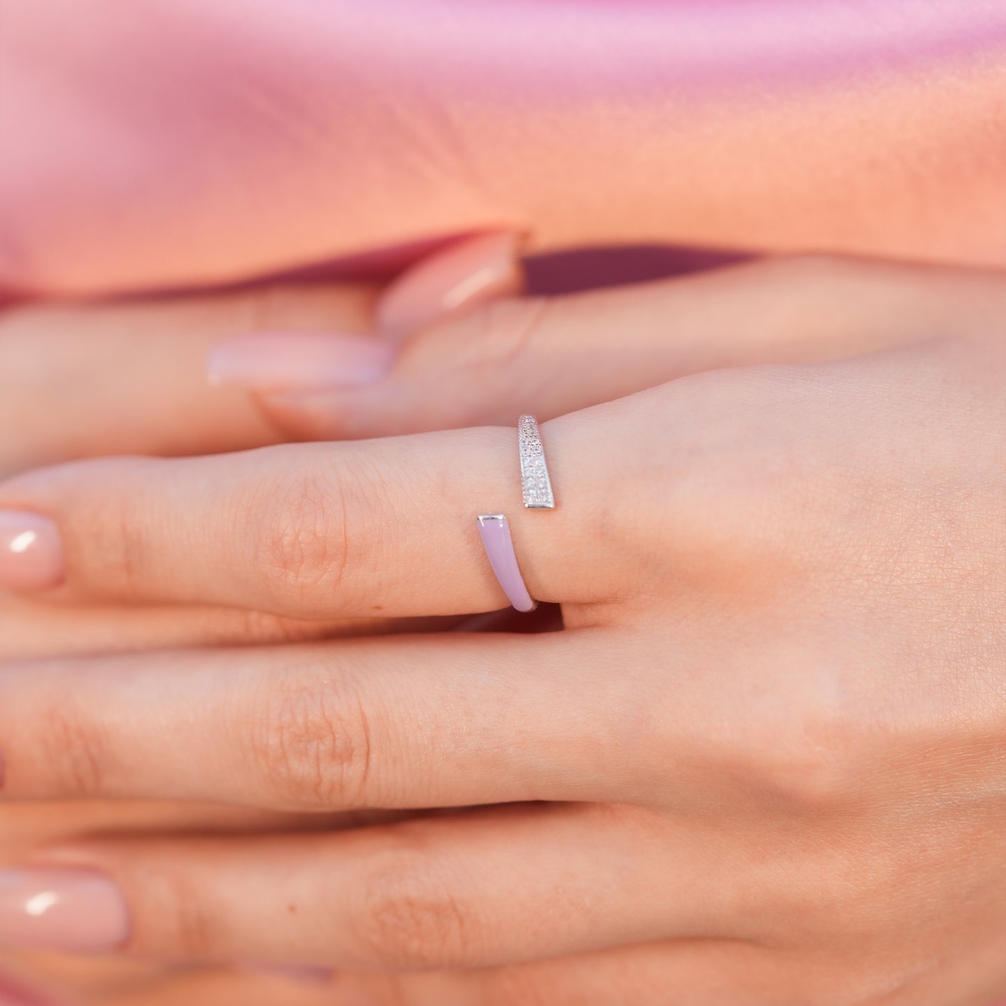 Enamel Curve Open Ring