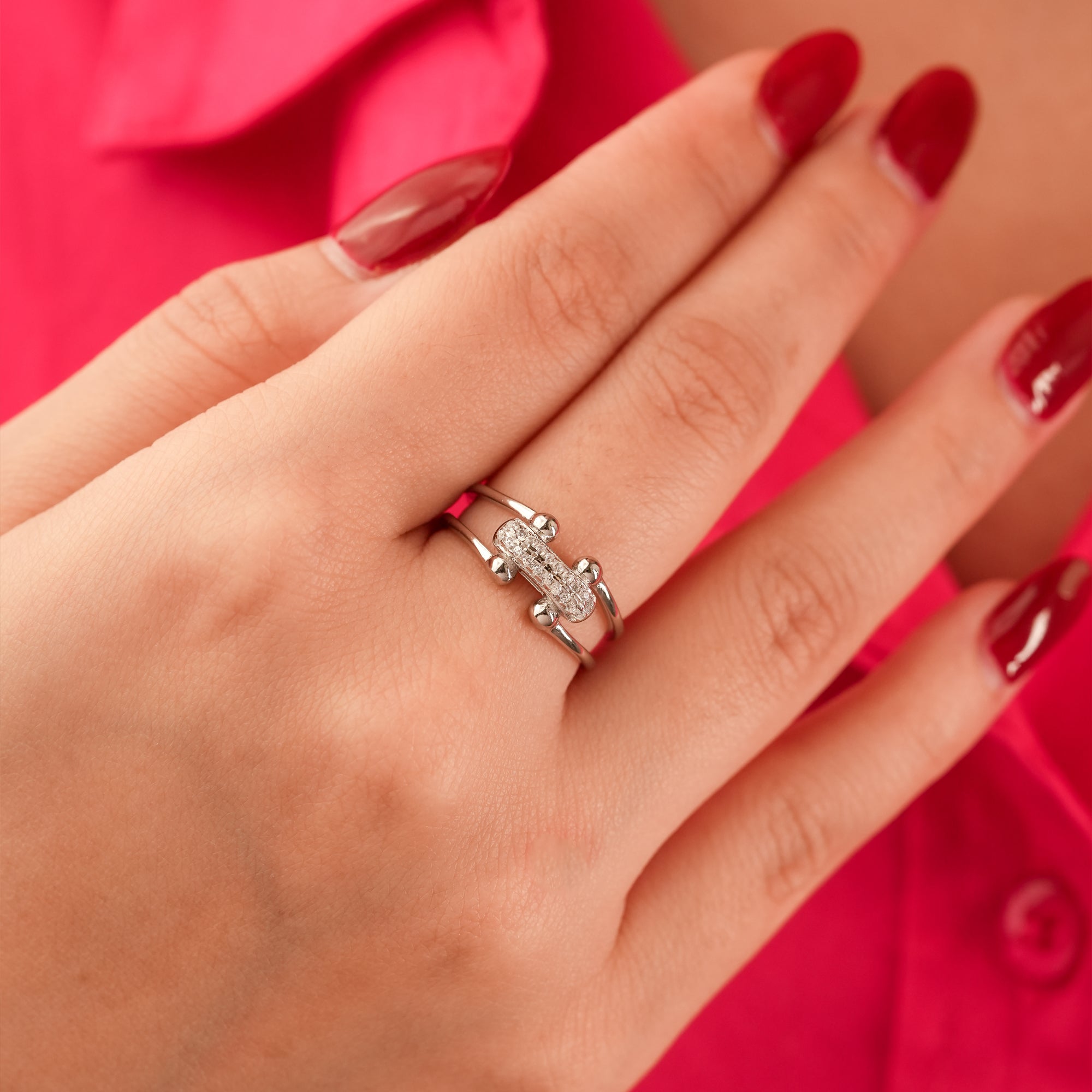 Silver Orbit Bar Ring