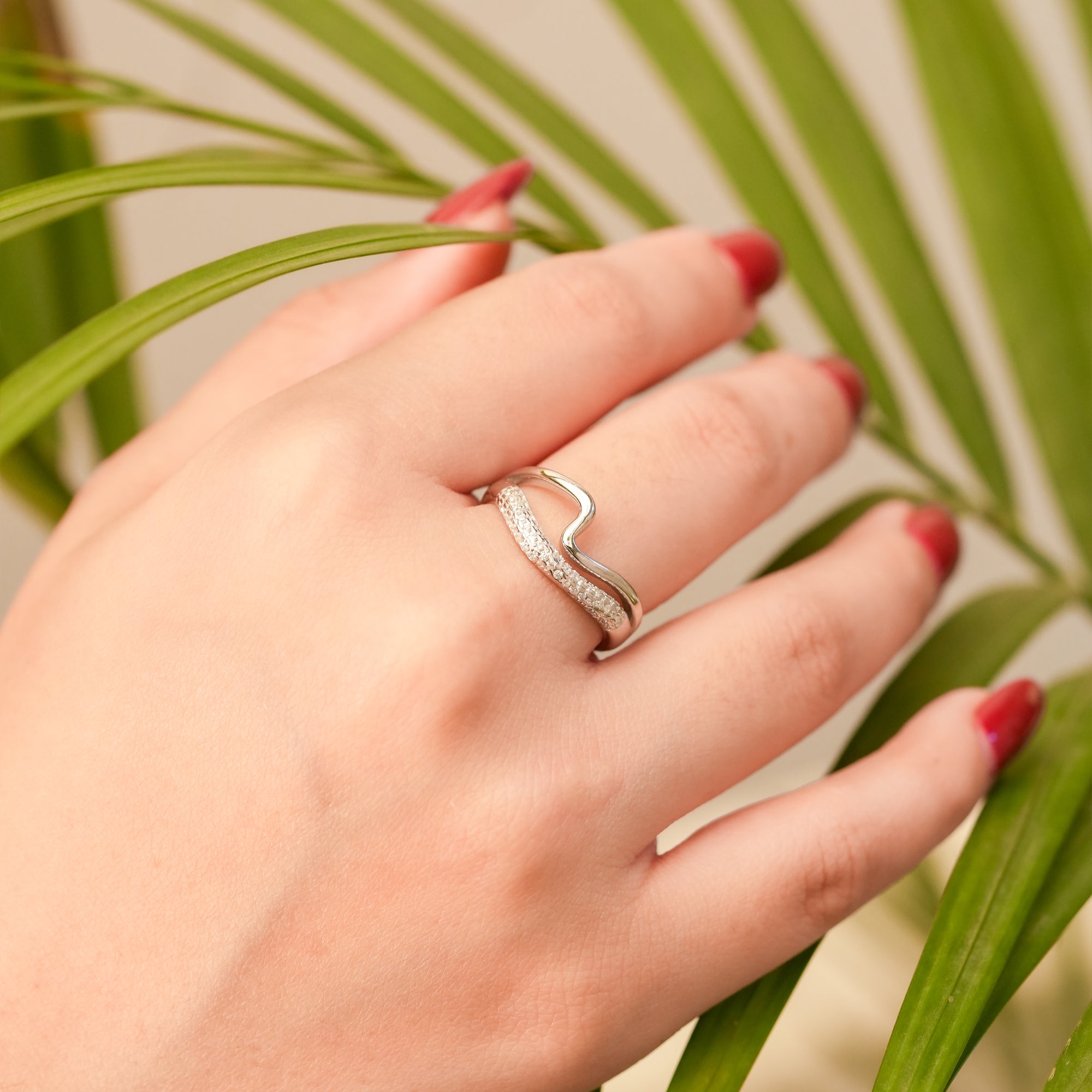 Silver Wave Accent Ring