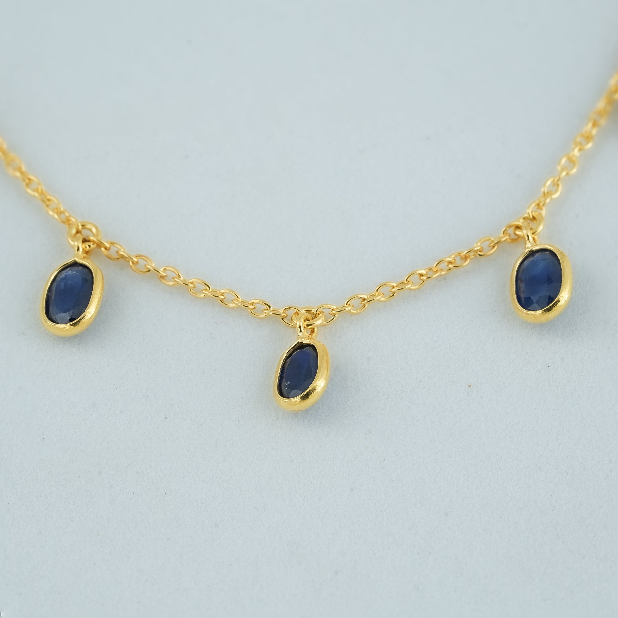 The Azure Nobility Single-Layer Blue Sapphire 18kt Gold Plated Sterling Silver Bracelet