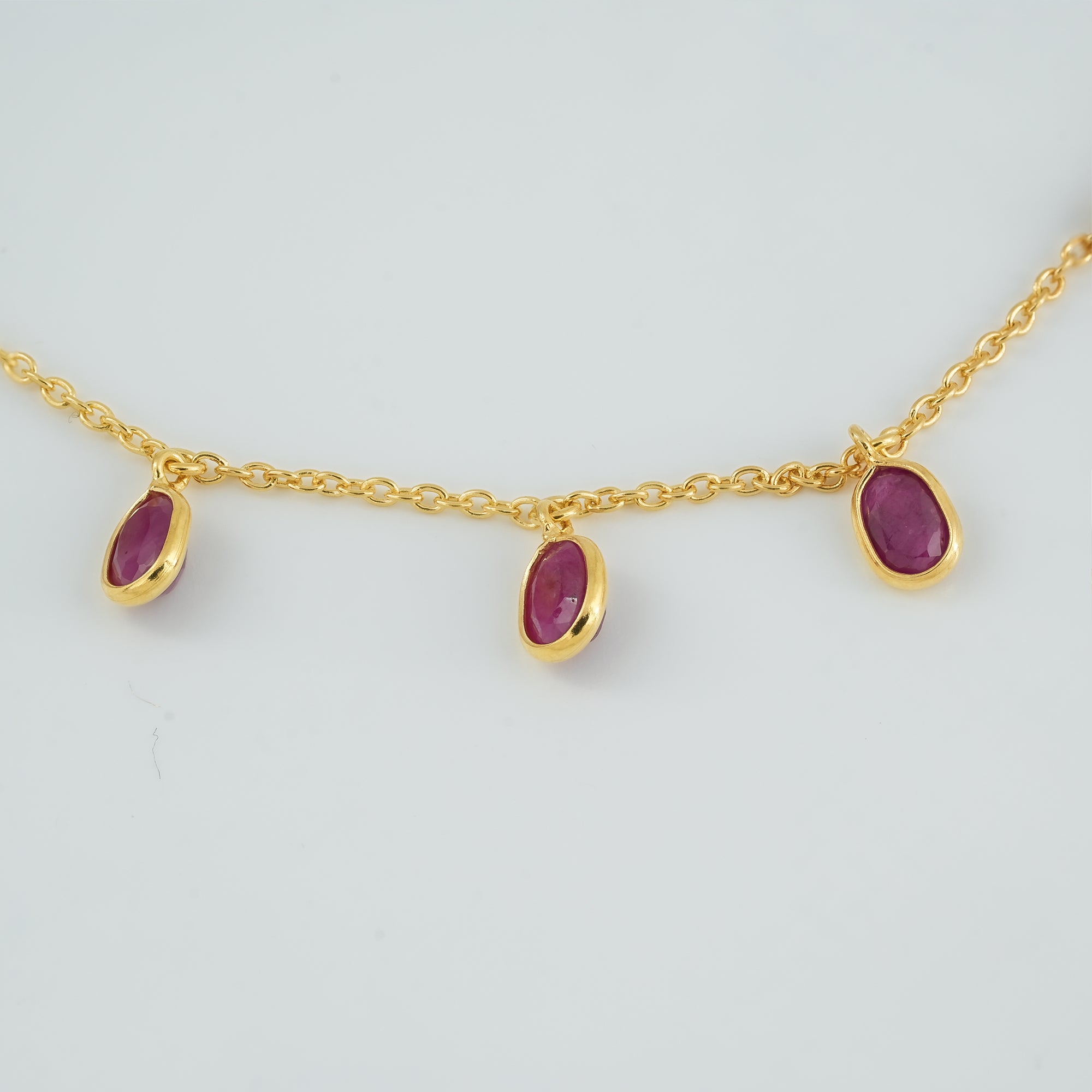 The Crimson Majesty Single-Layer Ruby 18kt Gold Plated Sterling Silver Bracelet