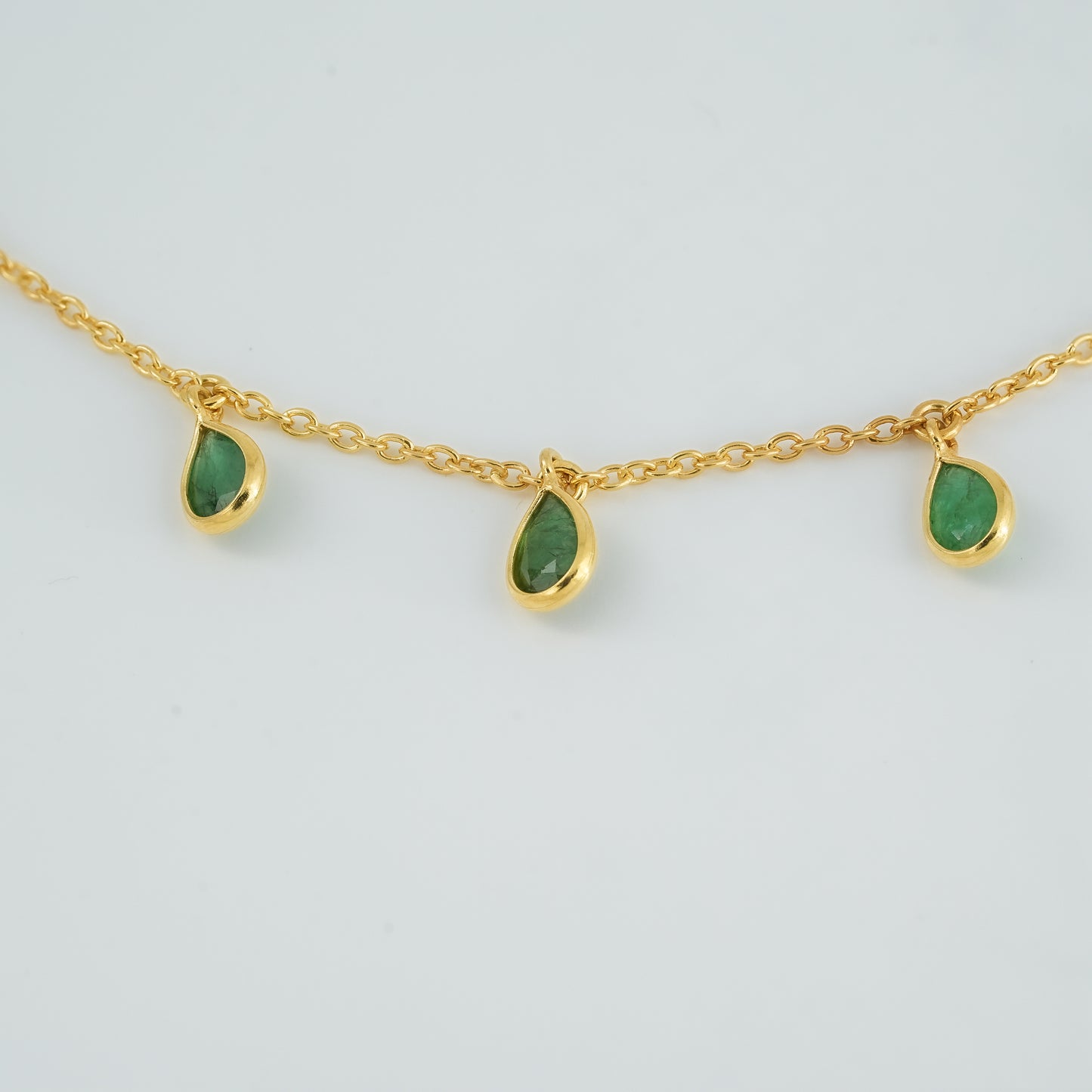 The Verdant Cascade Single-Layer Emerald 18kt Gold Plated Sterling Silver Bracelet