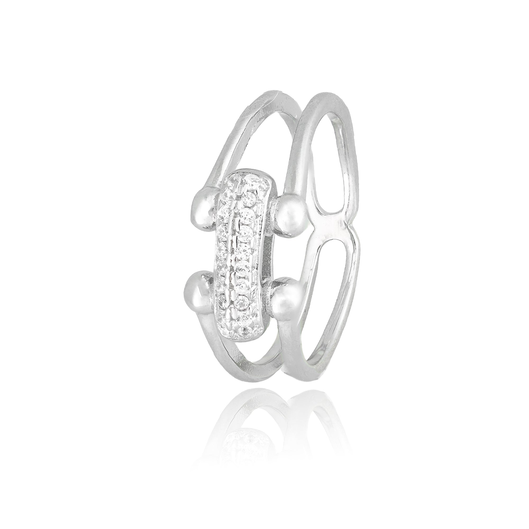 Silver Orbit Bar Ring