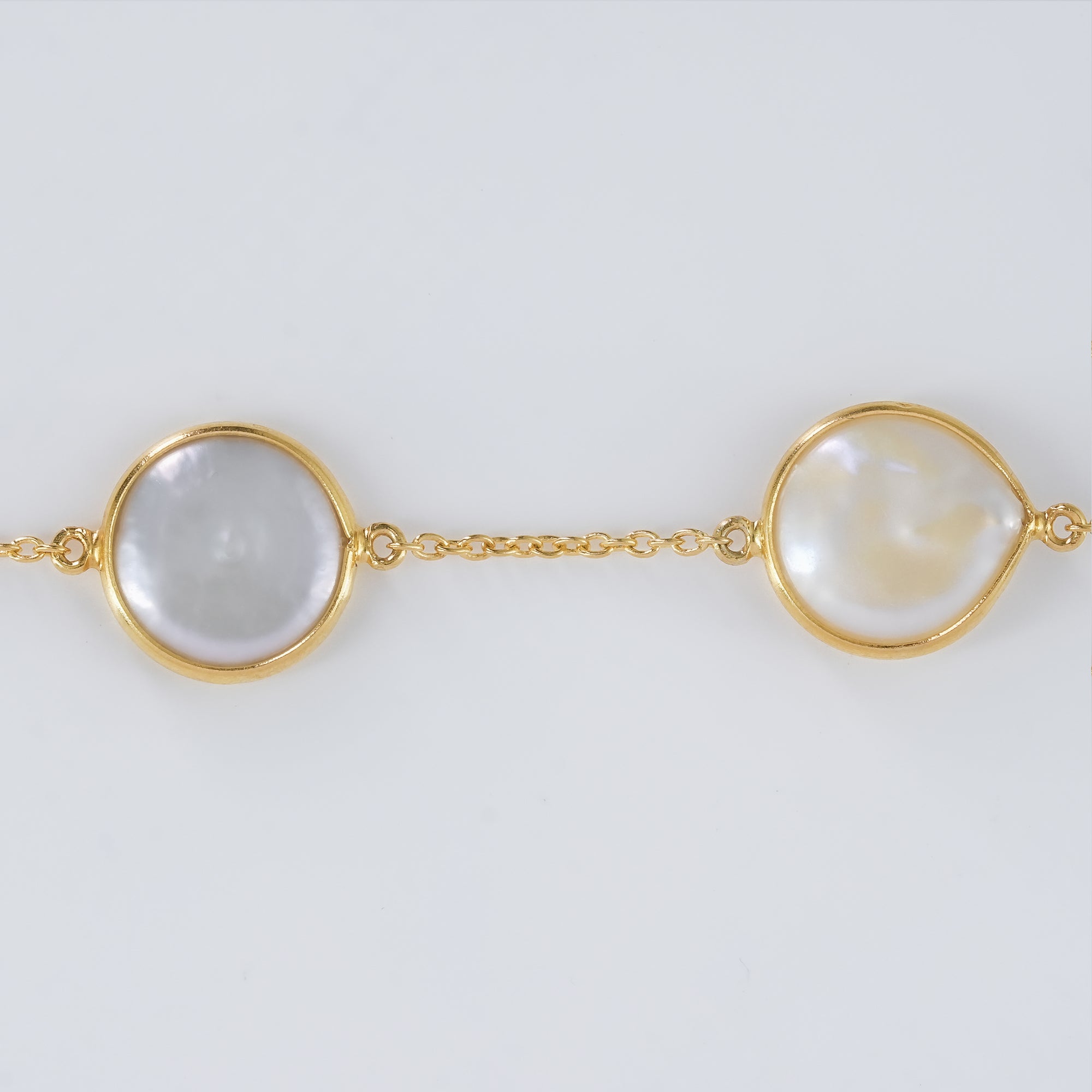 The Empress Pearl Statement Chain - Luxe 12-14mm Natural Freshwater Button Pearls 18kt Gold Plated Sterling Silver