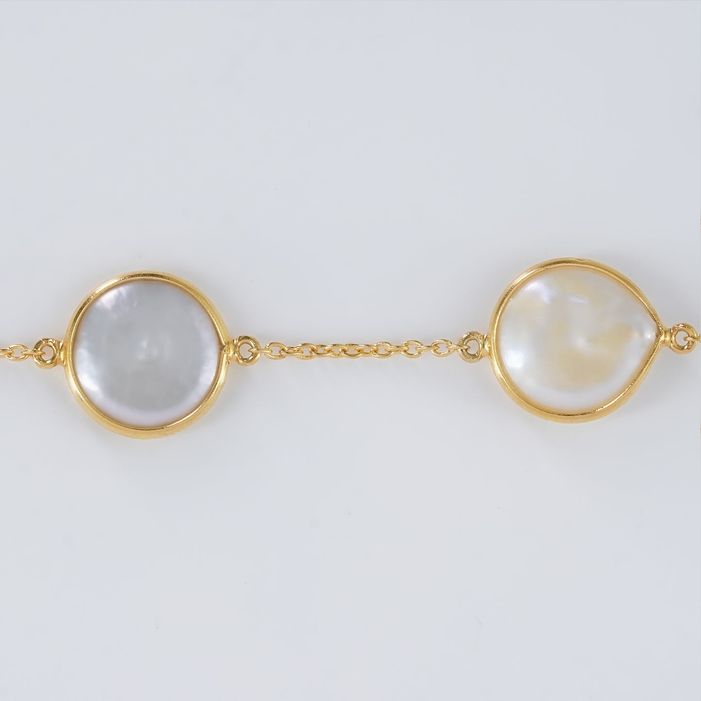 The Empress Pearl Statement Chain - Luxe 12-14mm Natural Freshwater Button Pearls 18kt Gold Plated Sterling Silver