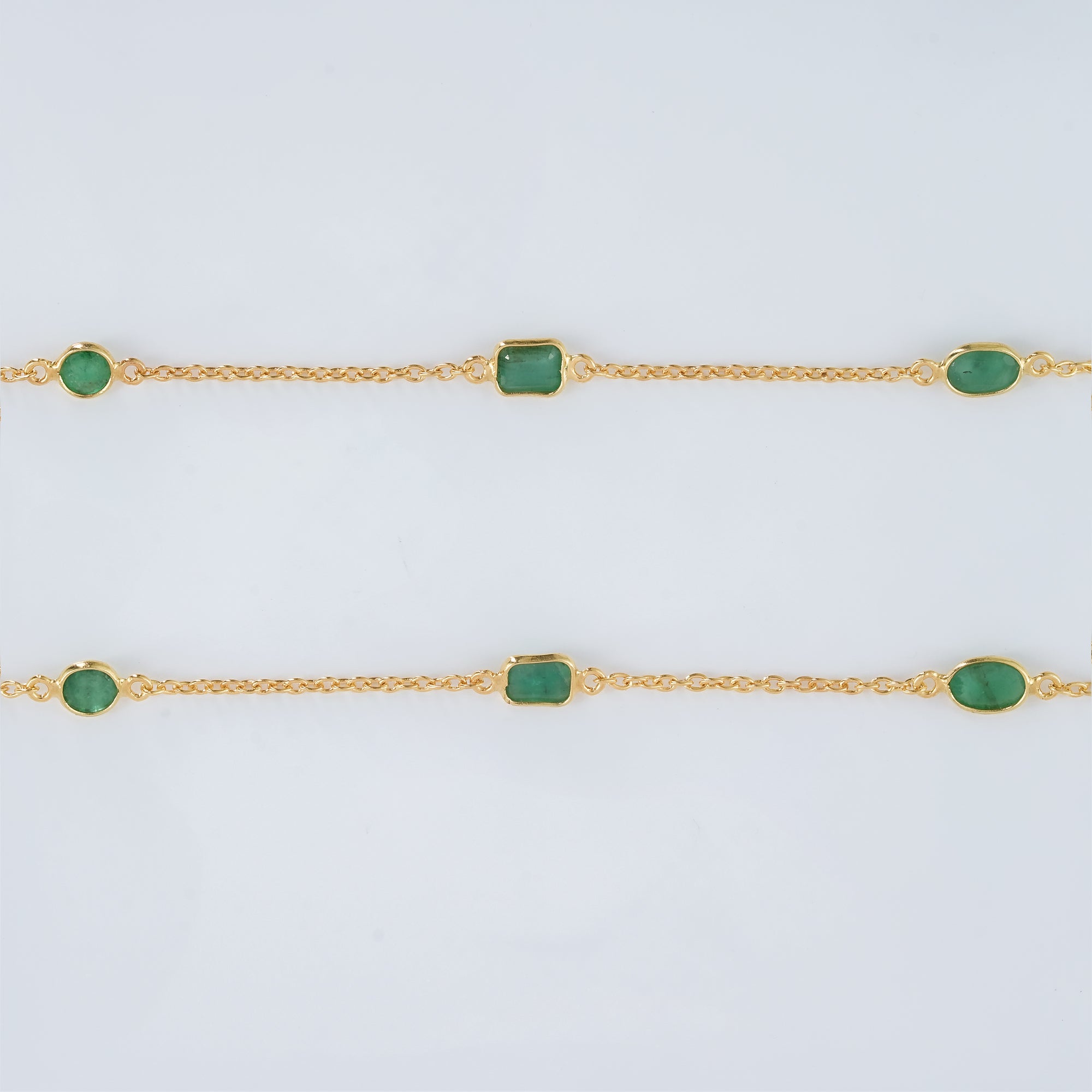 The Emerald Virtuoso Chain - Four Cut Collection Slightly Bluish Green 18kt Gold Plated Sterling Silver