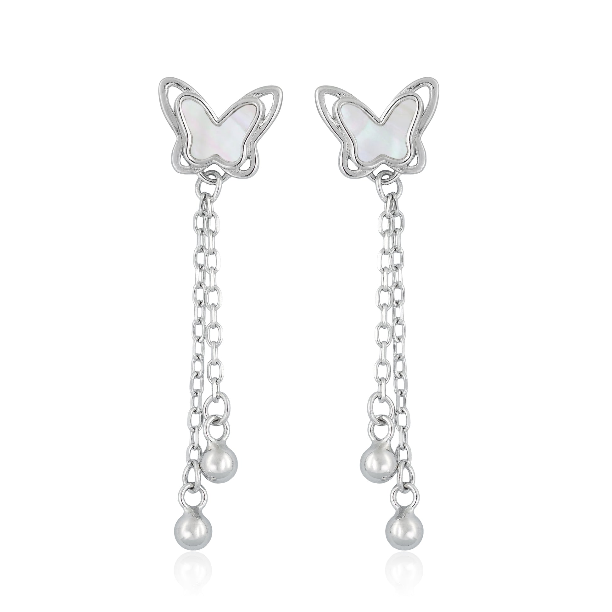 925 sterling silver long earrings butterfly drops