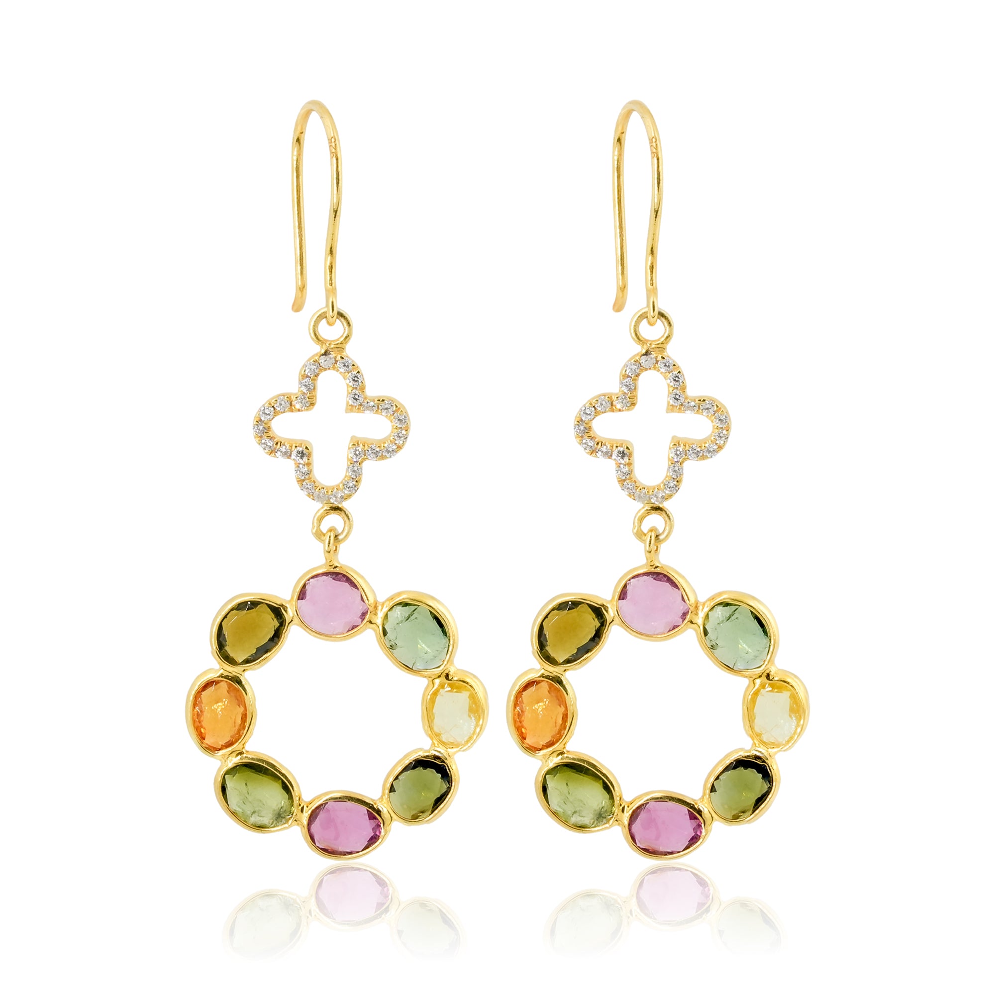 Multicolour tourmaline CZ clover earrings IHA Fine Jewellery collection shop