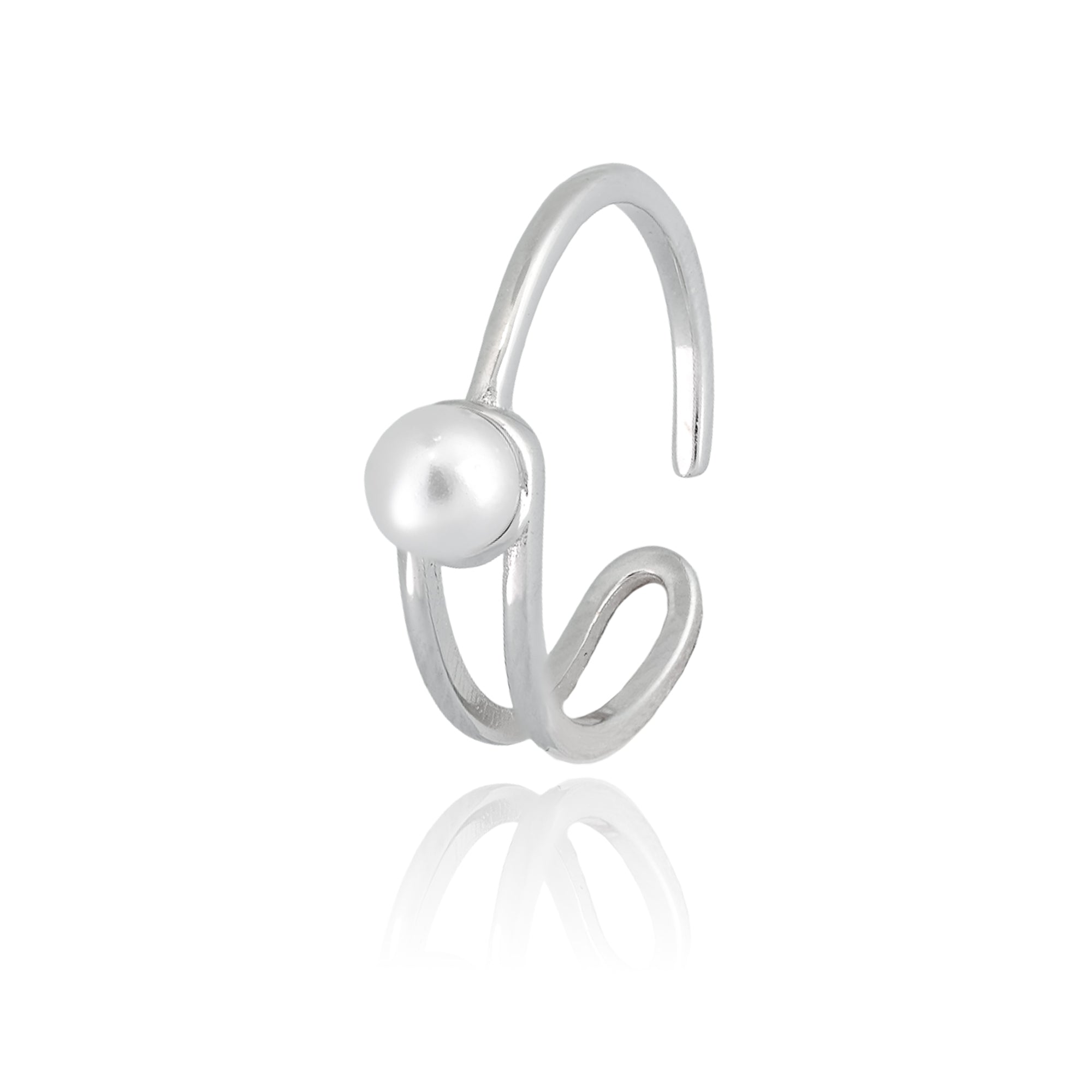 Silver Pearl Orbit Ring