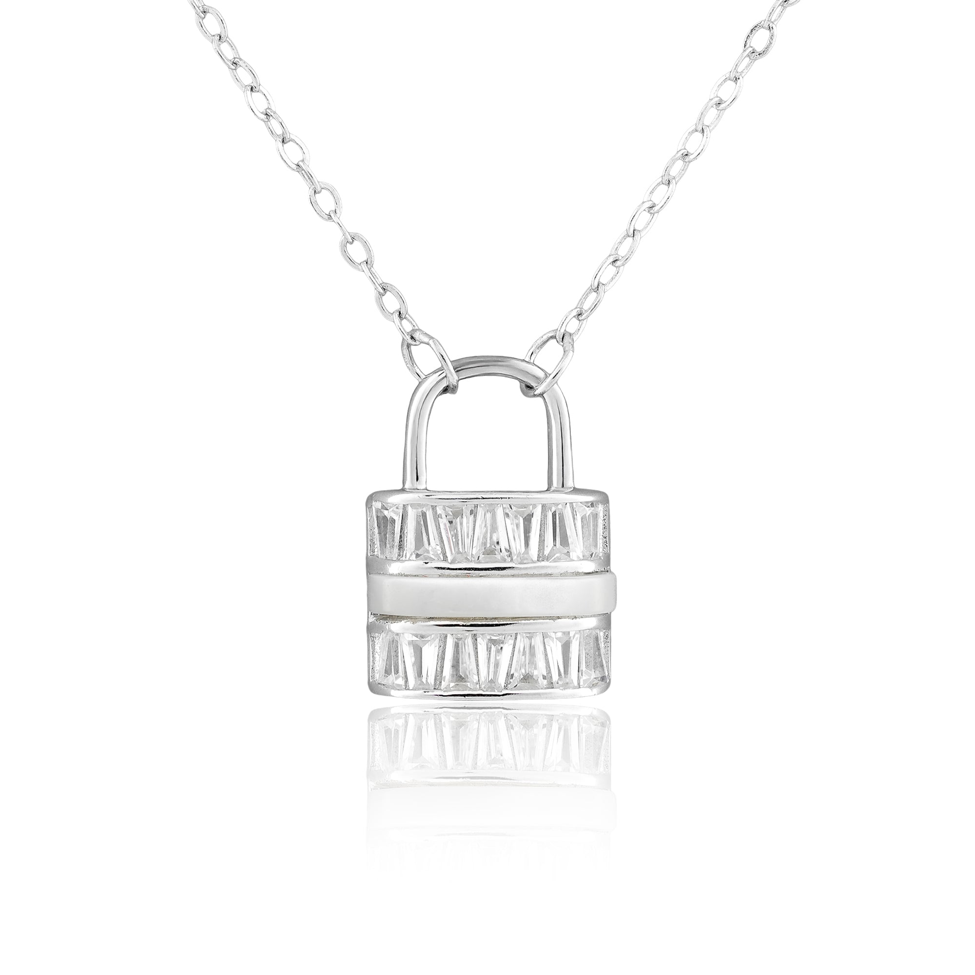 Silver Lock Pendant Necklace
