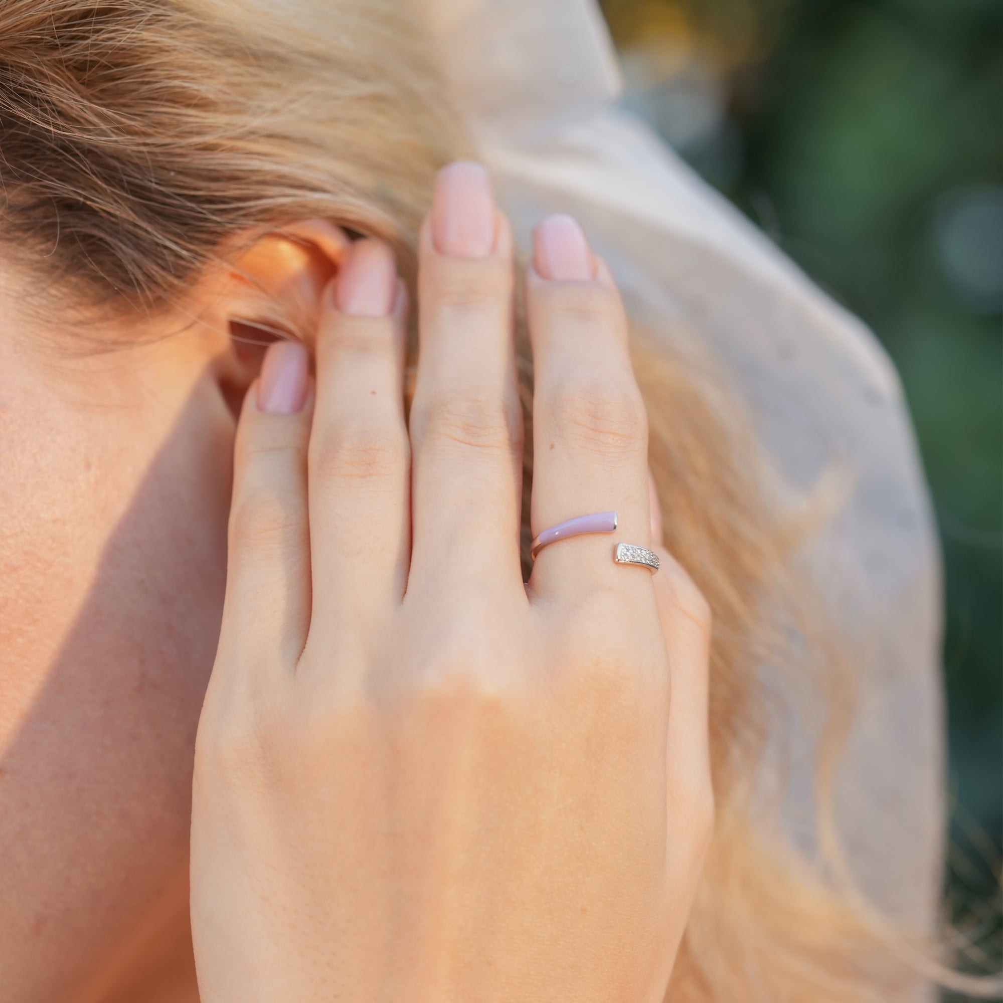 Enamel Curve Open Ring