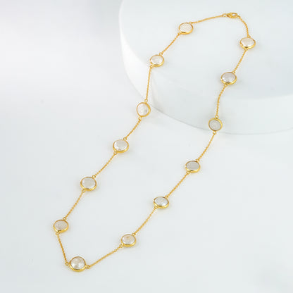 The Lumière Pearl Cascade Chain - Natural Freshwater Button Pearls 18kt Gold Plated Sterling Silver