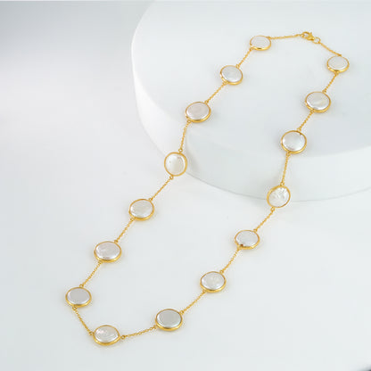 The Empress Pearl Statement Chain - Luxe 12-14mm Natural Freshwater Button Pearls 18kt Gold Plated Sterling Silver