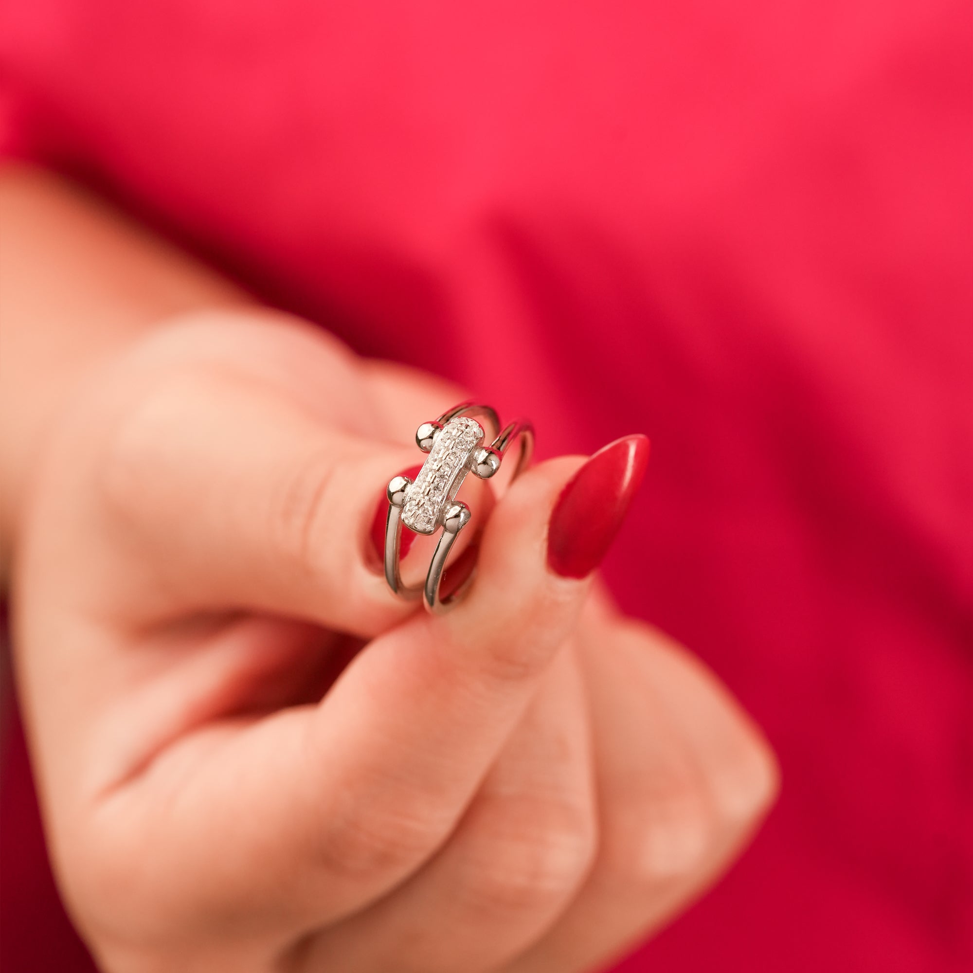 Silver Orbit Bar Ring