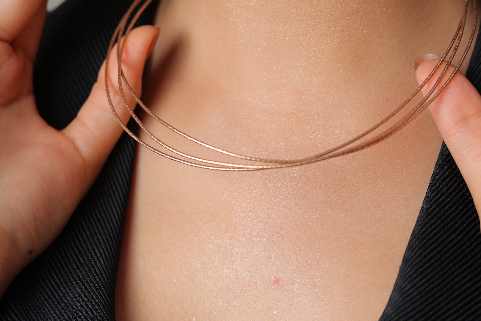 Rose gold three layer chain