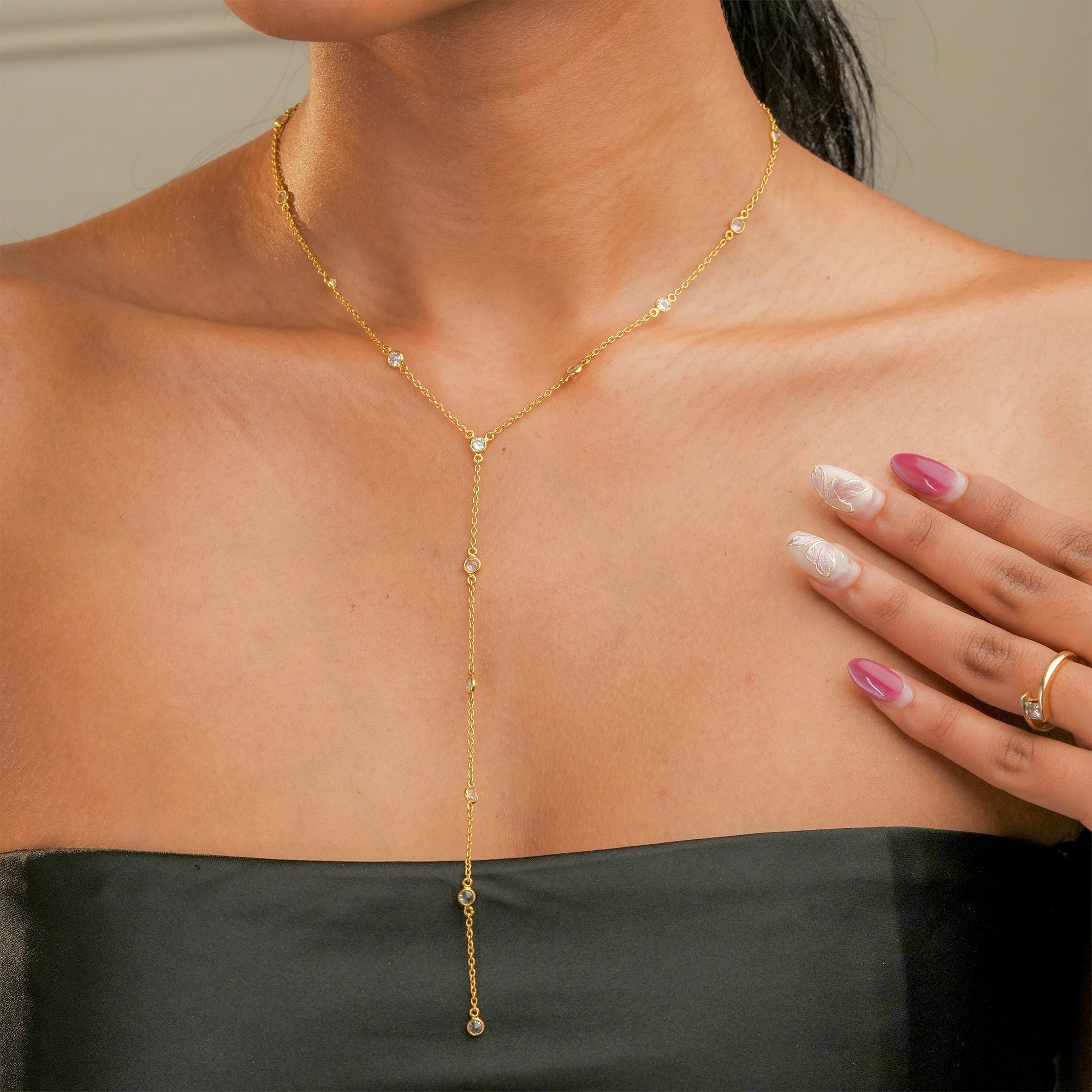 IHA Fine Jewellery Minimal CZ Y Chain Necklace shop


