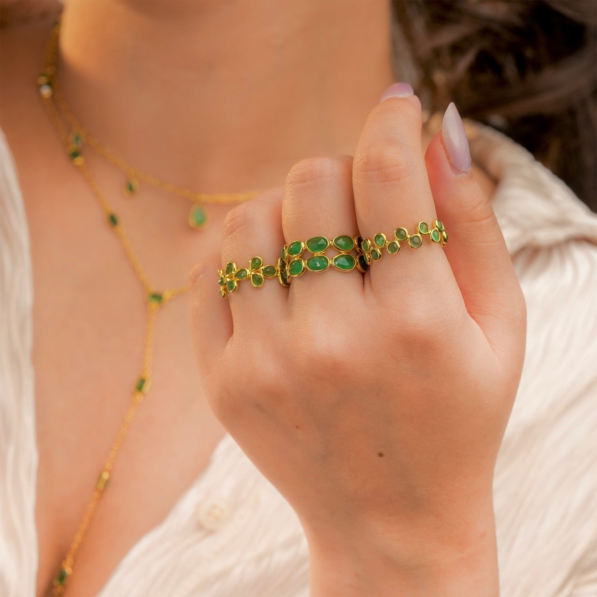 IHA Fine Jewellery Triple Emerald Ring shop


