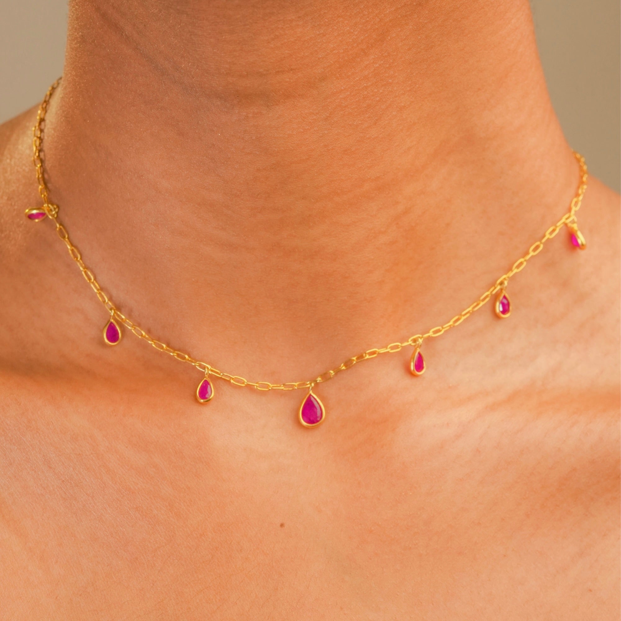 Shop Online IHA Fine Jewellery Ruby Pear Charm Choker – New Collection