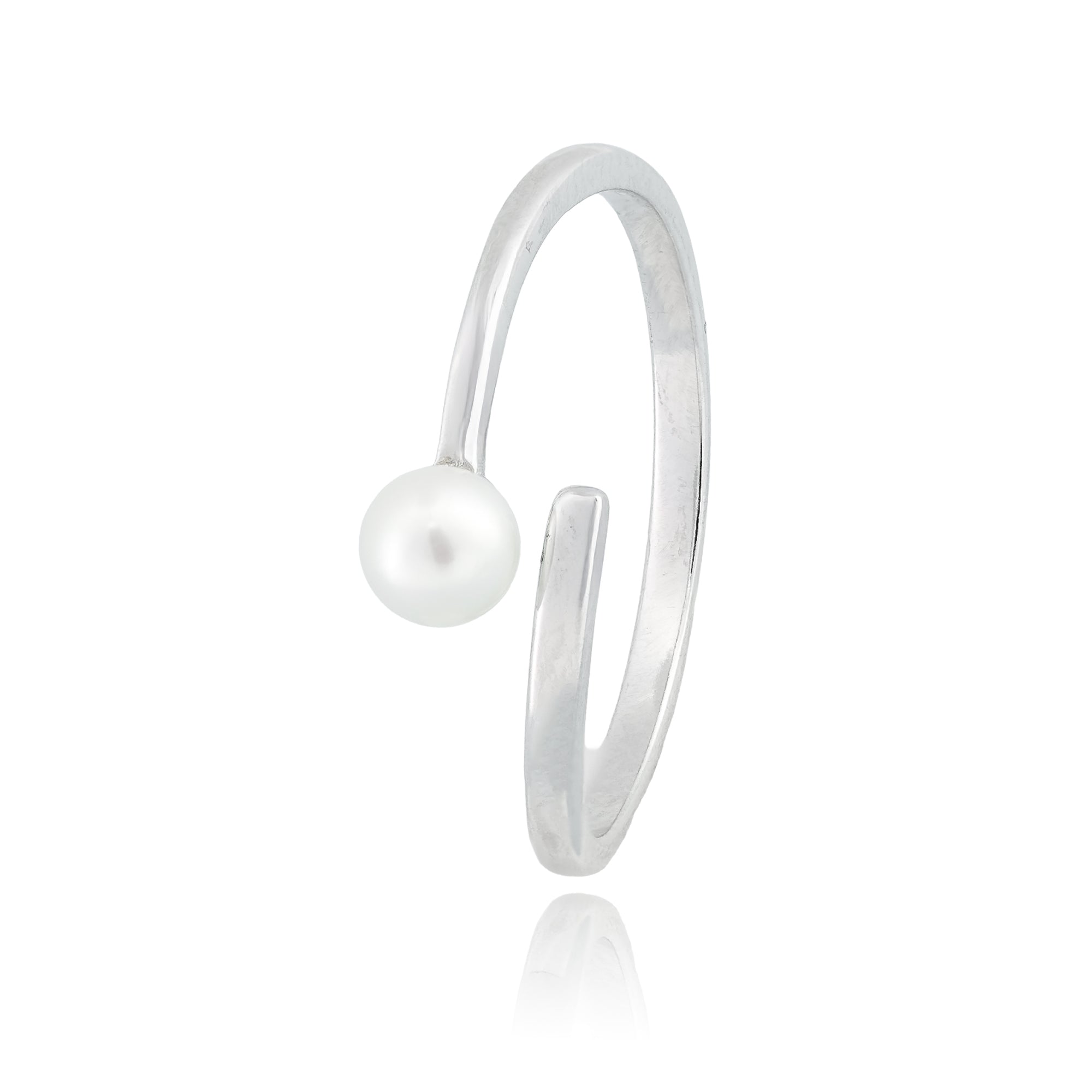 Luna Pearl Ring. Lightweight silver ring with slight adjustability