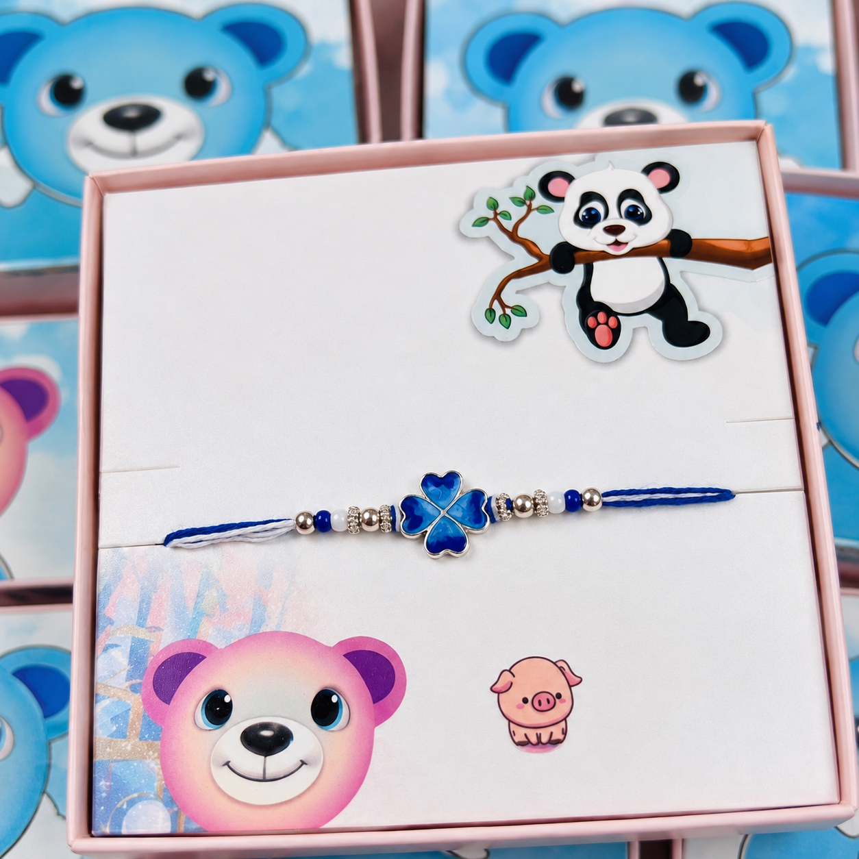 Blue Blossom Pure 925 Sterling Silver Rakhi