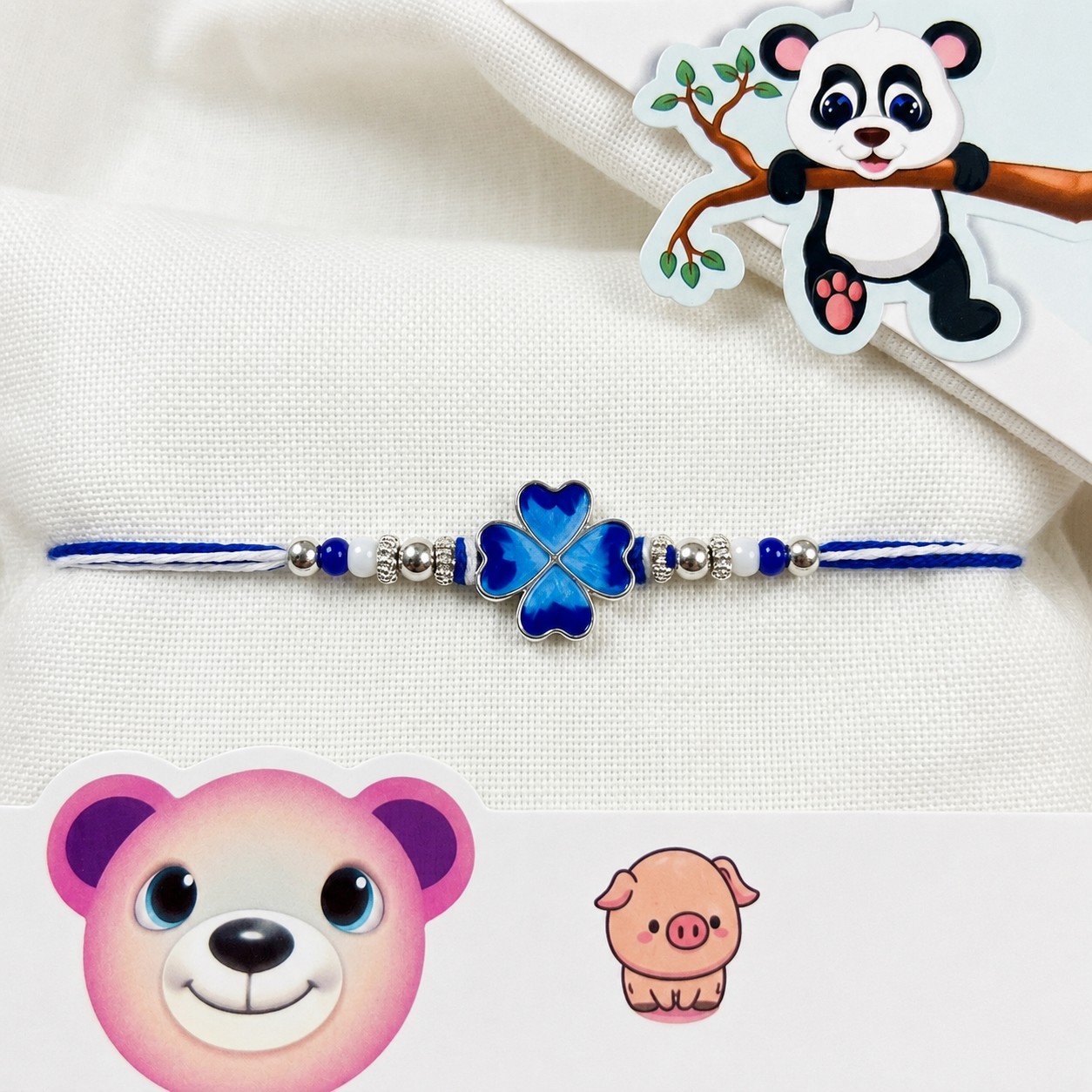 Blue Blossom Pure 925 Sterling Silver Rakhi