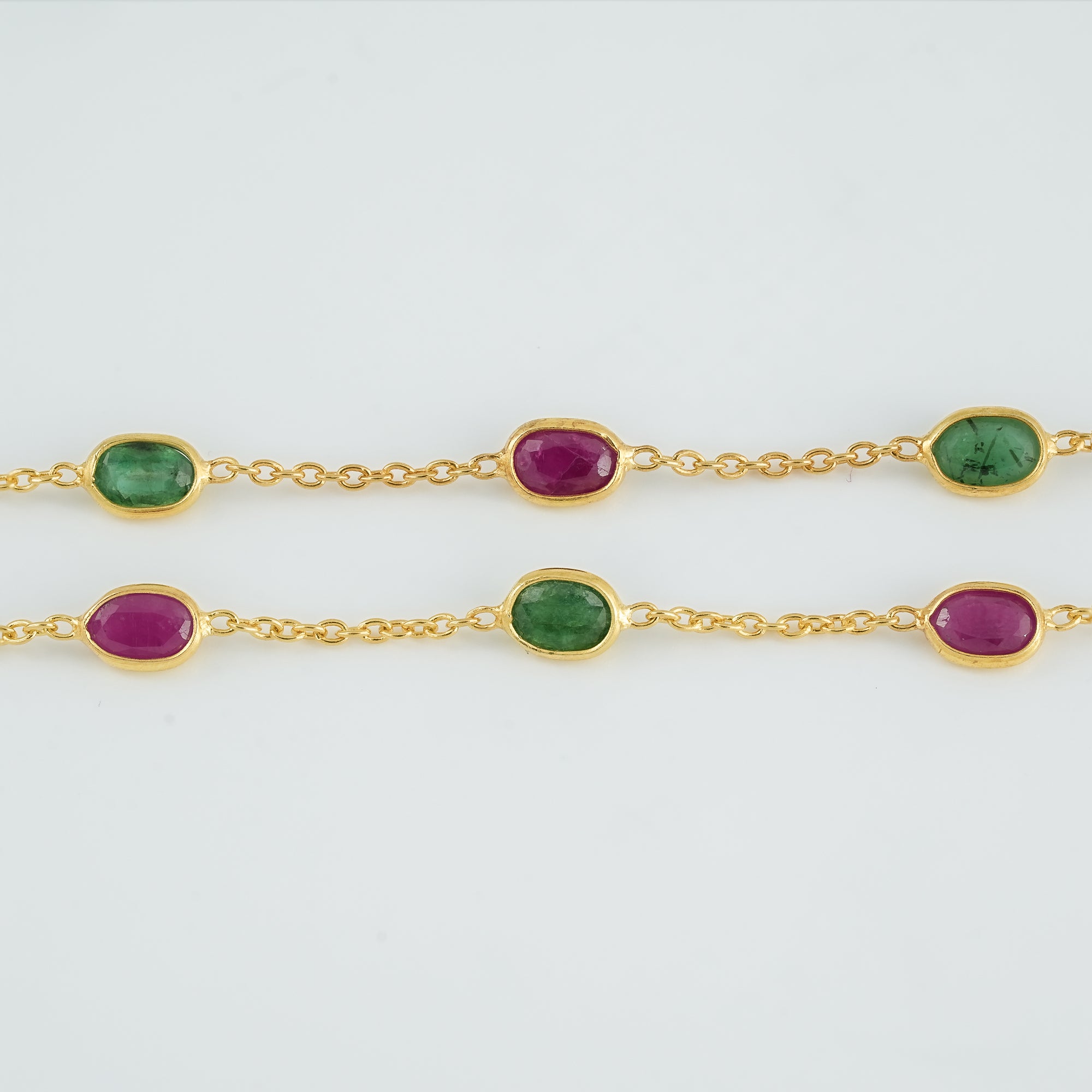 The Royal Dynasty Dual-Layer Ruby & Emerald 18kt Gold plated Sterling Silver Bracelet
