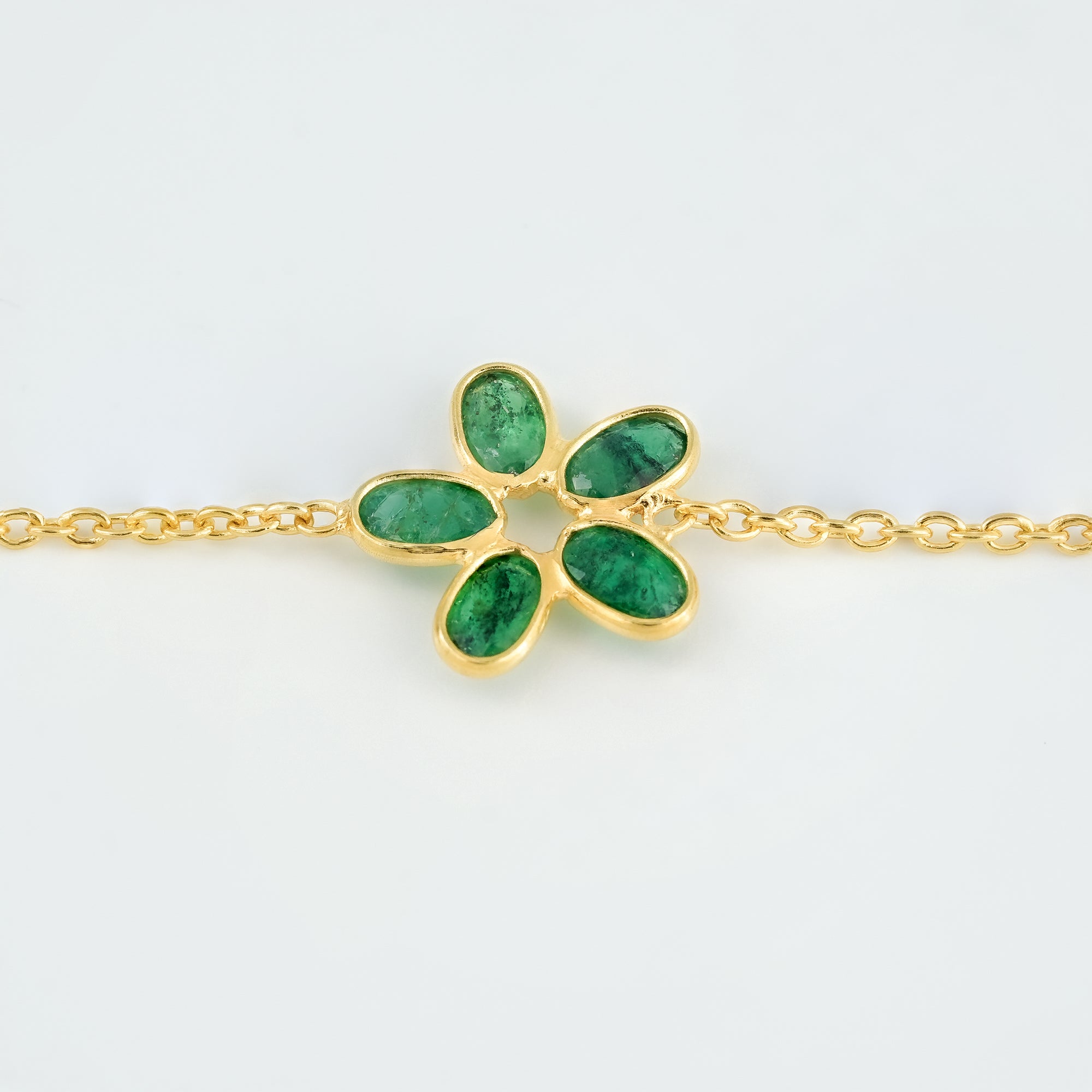 The Botanical Gardens Triple-Flower Emerald 18kt Gold Plated Sterling Silver Bracelet | Made to Order