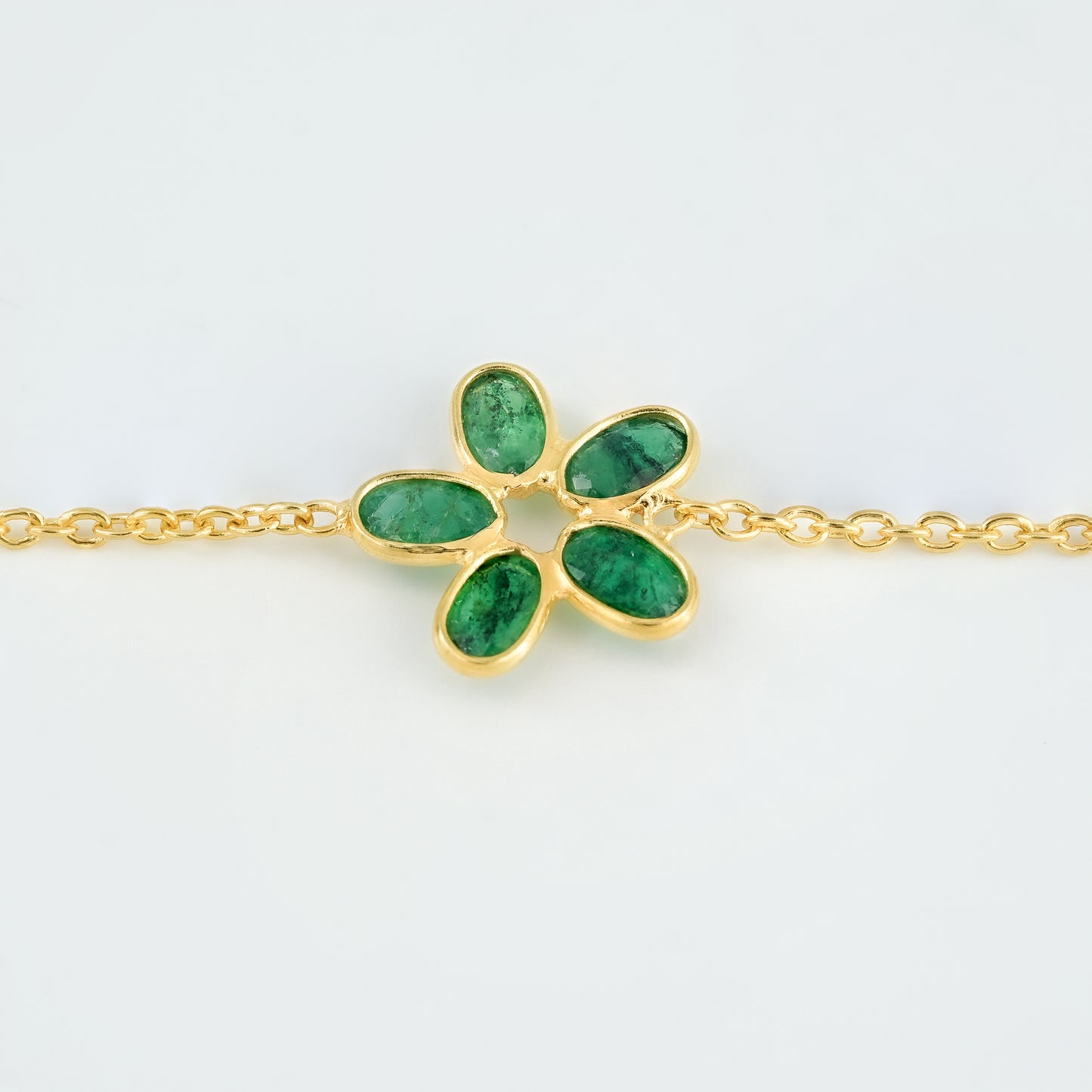 The Botanical Gardens Triple-Flower Emerald 18kt Gold Plated Sterling Silver Bracelet | Made to Order