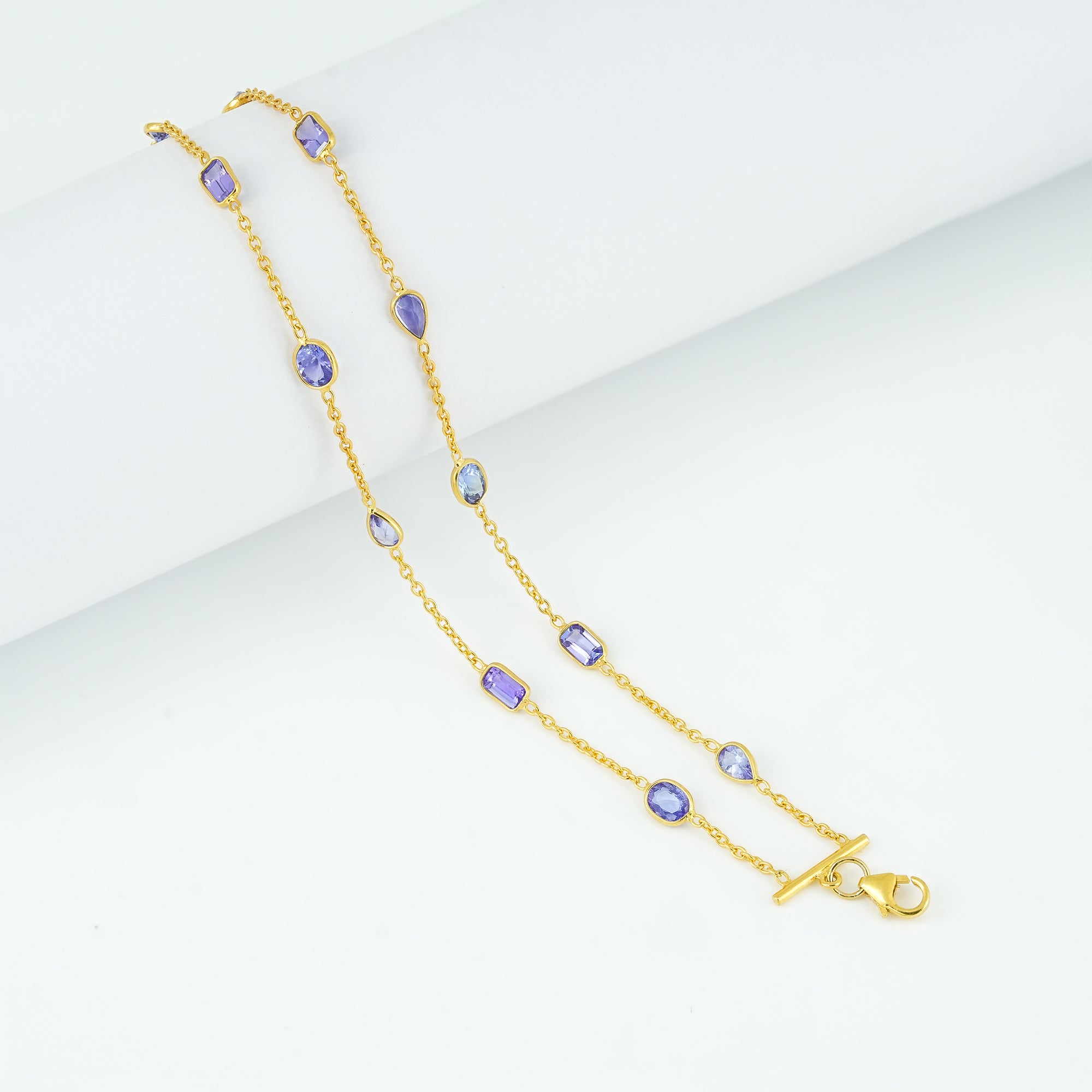 The Azure Harmony Dual-Layer Tanzanite 18kt Gold Plated Sterling silver Bracelet