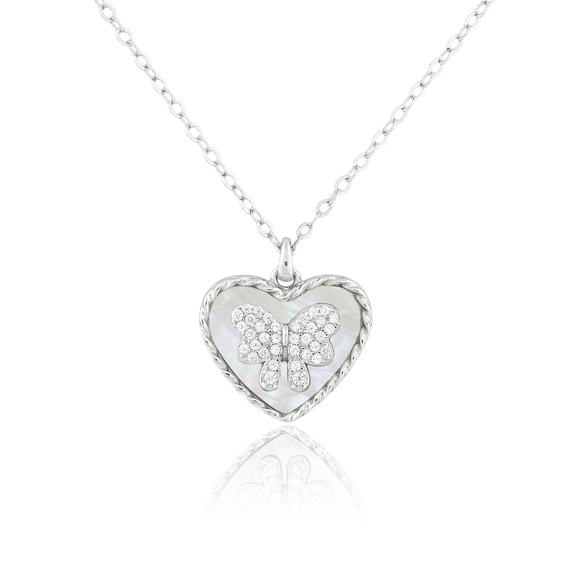 Heart & Butterfly Pendant Necklace