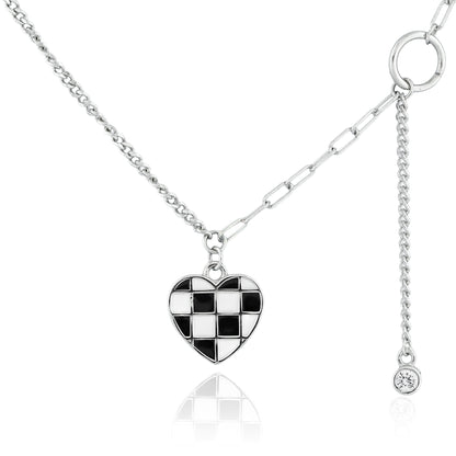 Checkmate Heart Y-Link Necklace