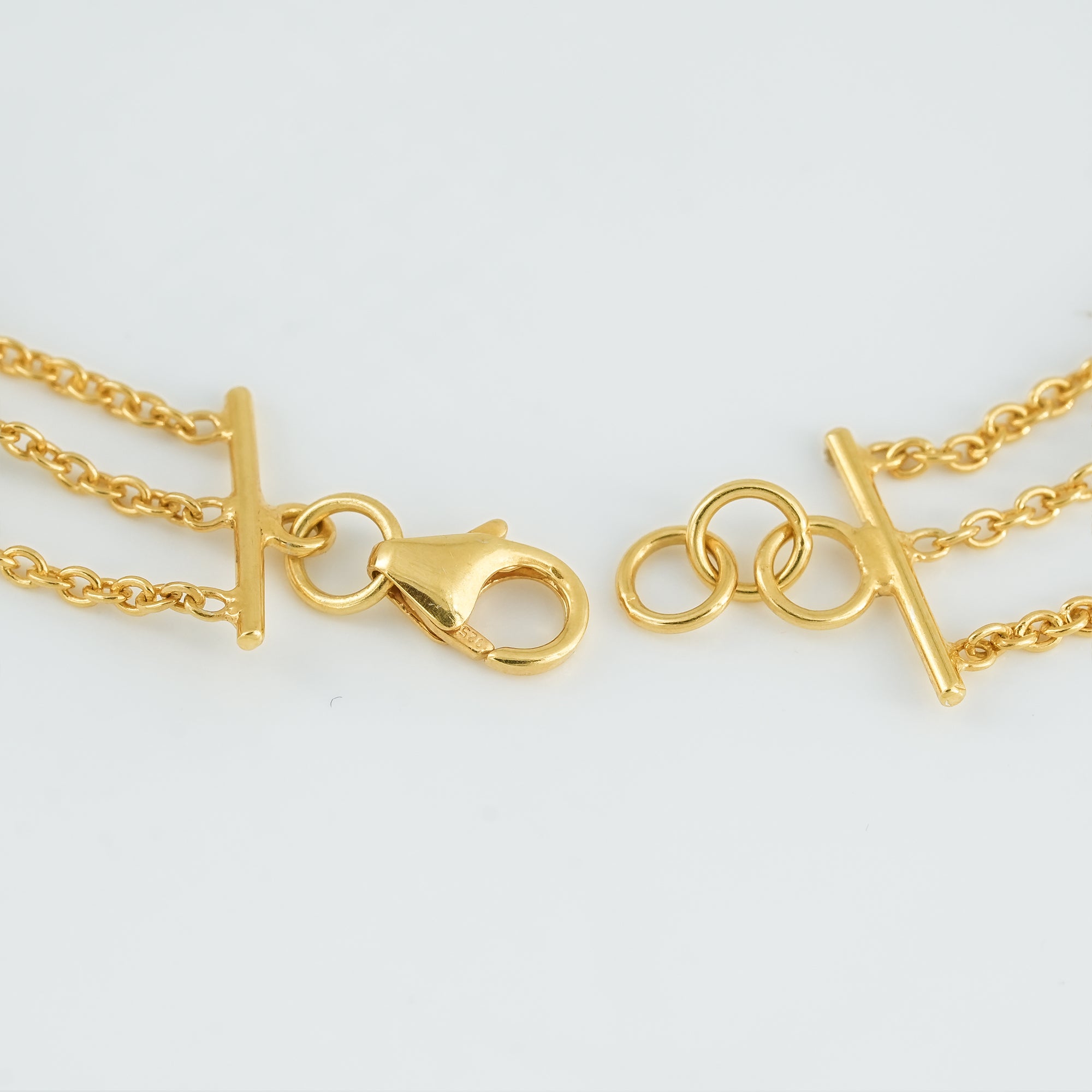 The Royal Trinity Layered Bracelet - Ruby Emerald Three Layer Natural Gemstone 18kt Gold Plated Sterling Silver