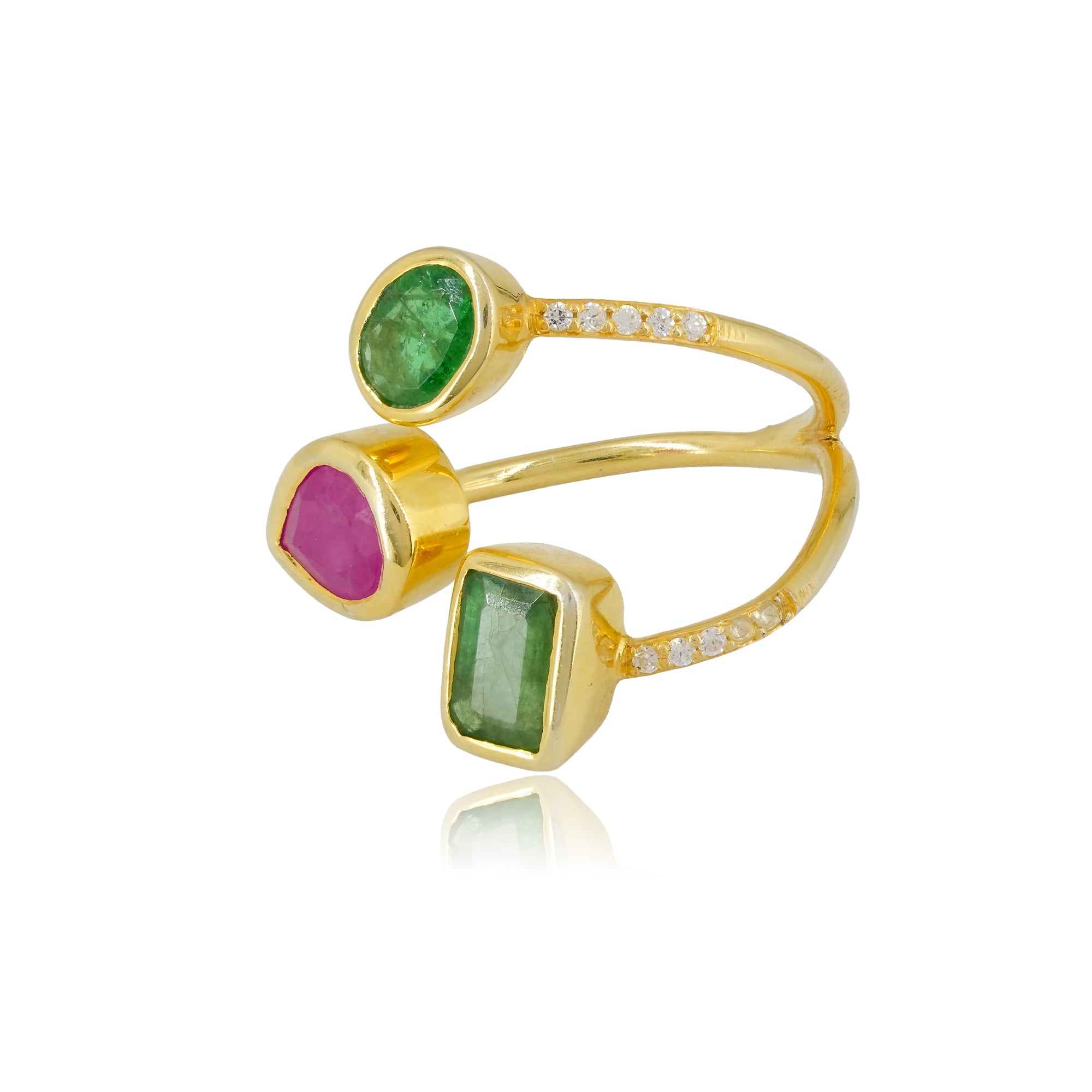 IHA Fine Jewellery Ruby Three-Pear Adjustable Ring shop
