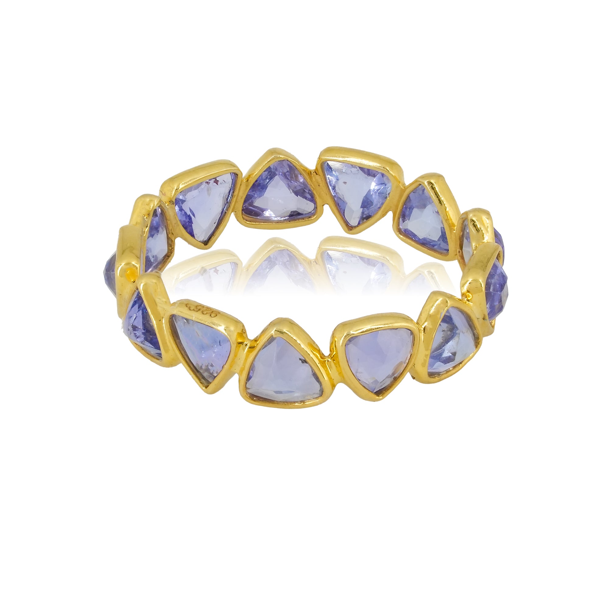 Trillion Tanzanite Band Ring in 18K Gold-Plated 925 Silver