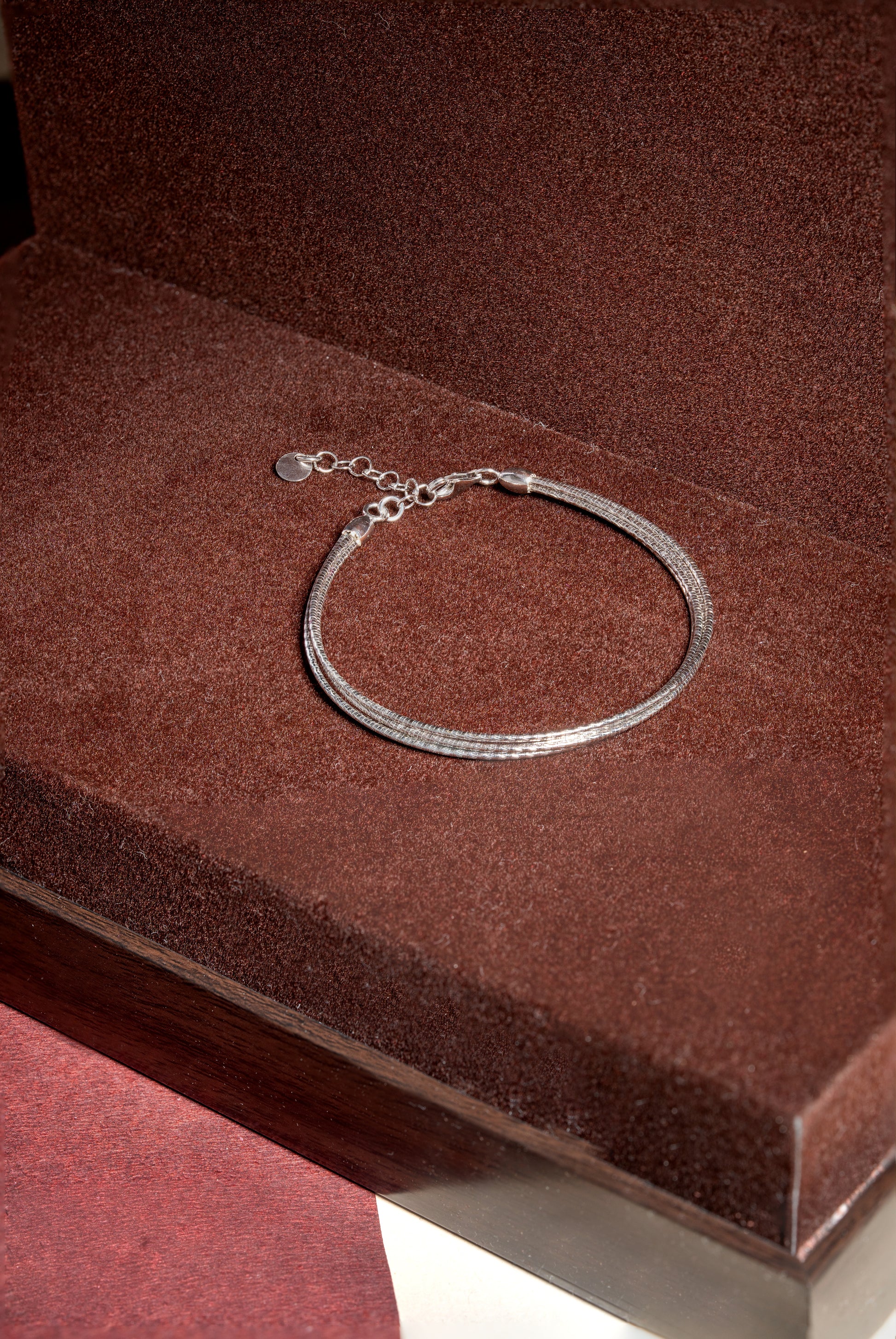 Four layer silver bracelet