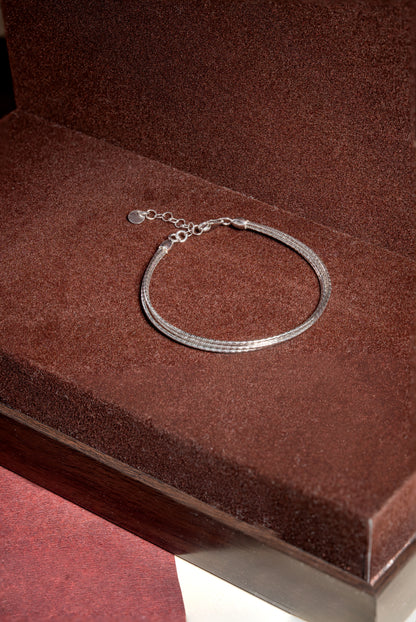 Four layer silver bracelet