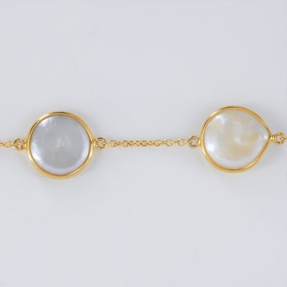 The Empress Pearl Statement Chain - Luxe 12-14mm Natural Freshwater Button Pearls 18kt Gold Plated Sterling Silver