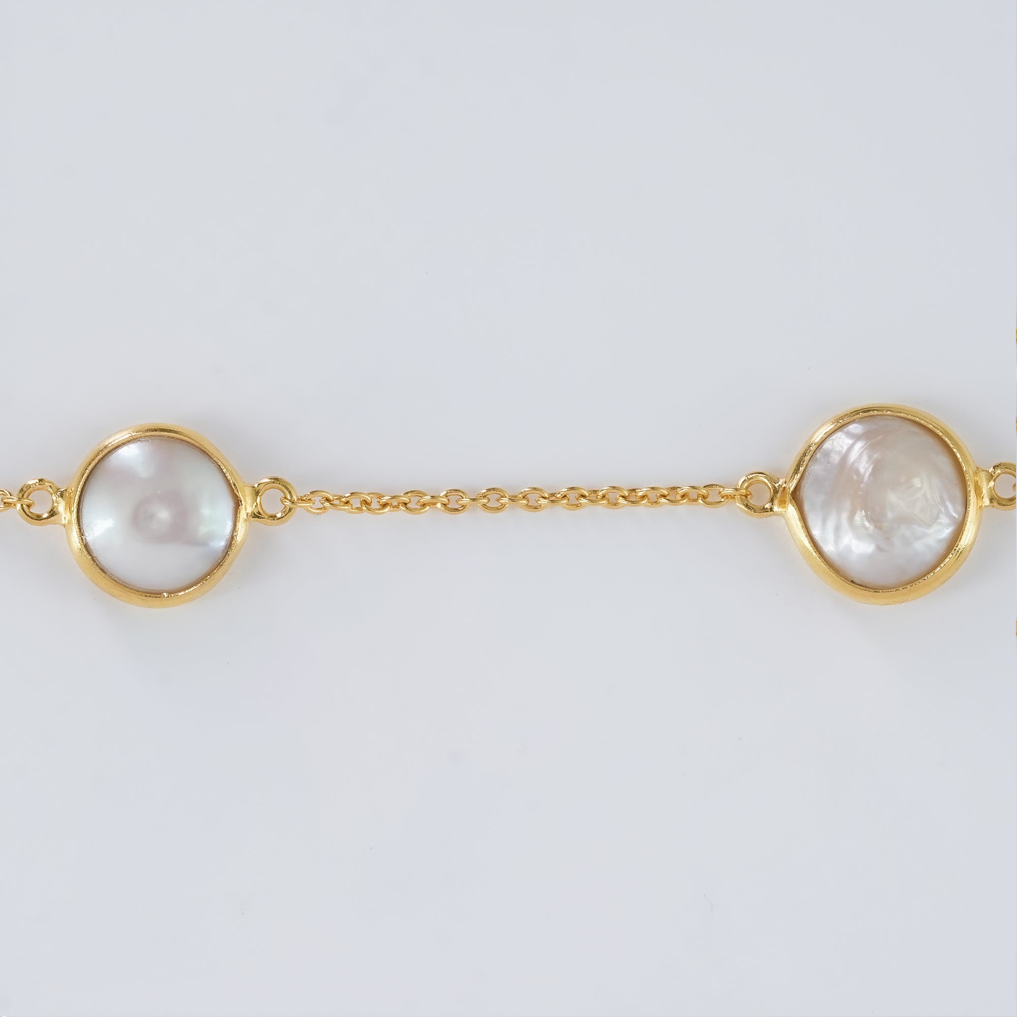 Lumière Gold-Plated Sterling Silver Pearl Necklace with Natural Freshwater Button Pearls