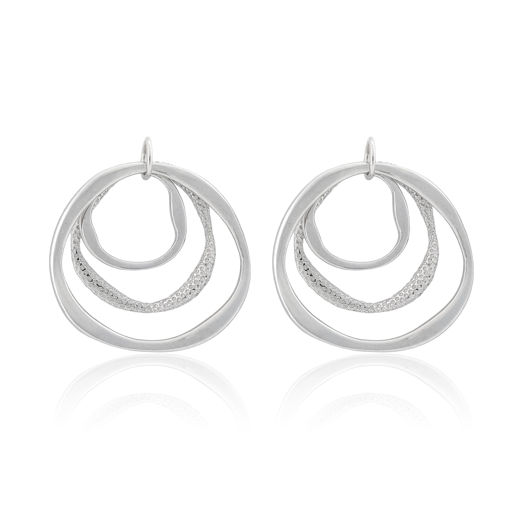 Silver Orbit Circle Earrings