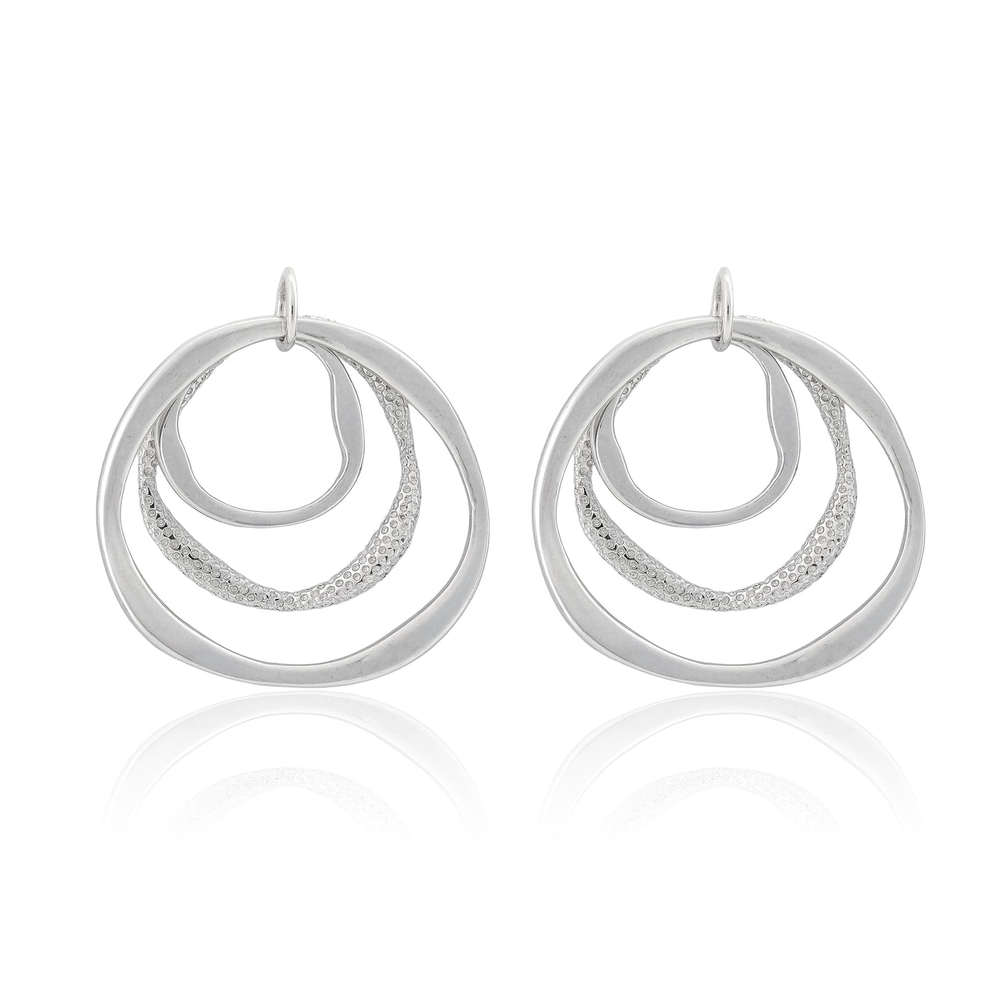 Silver Orbit Circle Earrings
