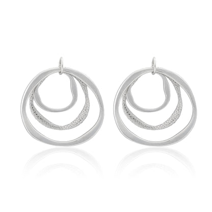 Silver Orbit Circle Earrings