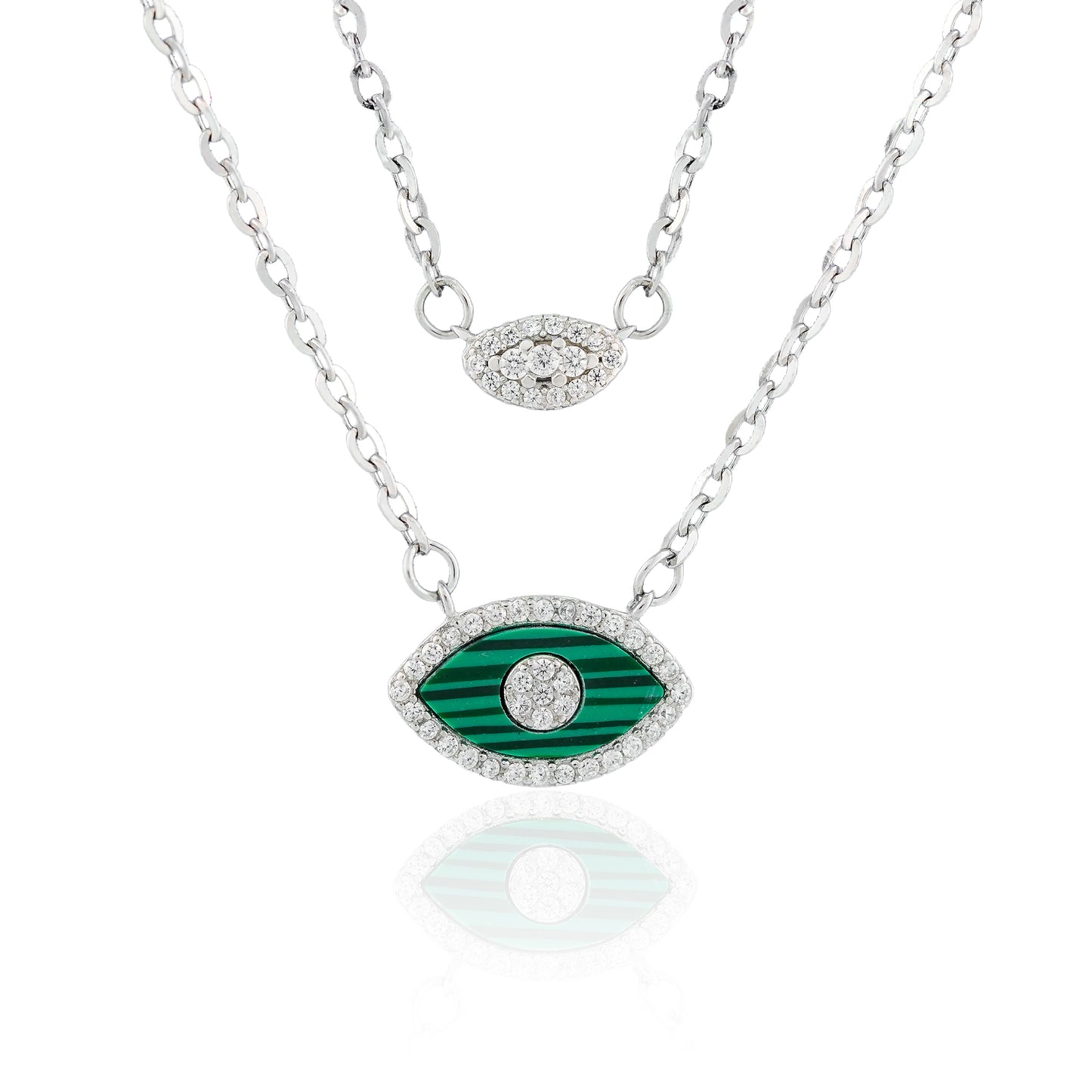 Malachite evil eye Layer Necklace