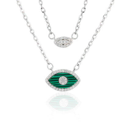 Malachite evil eye Layer Necklace