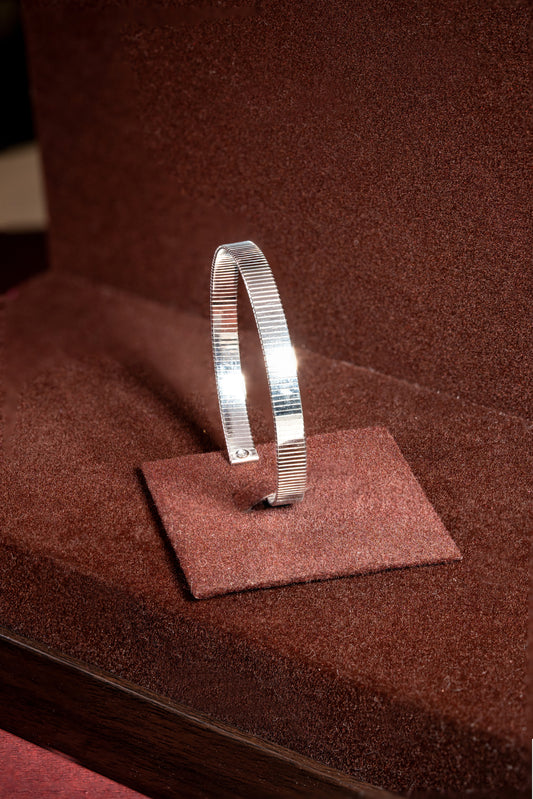 silver plain open kada bracelet