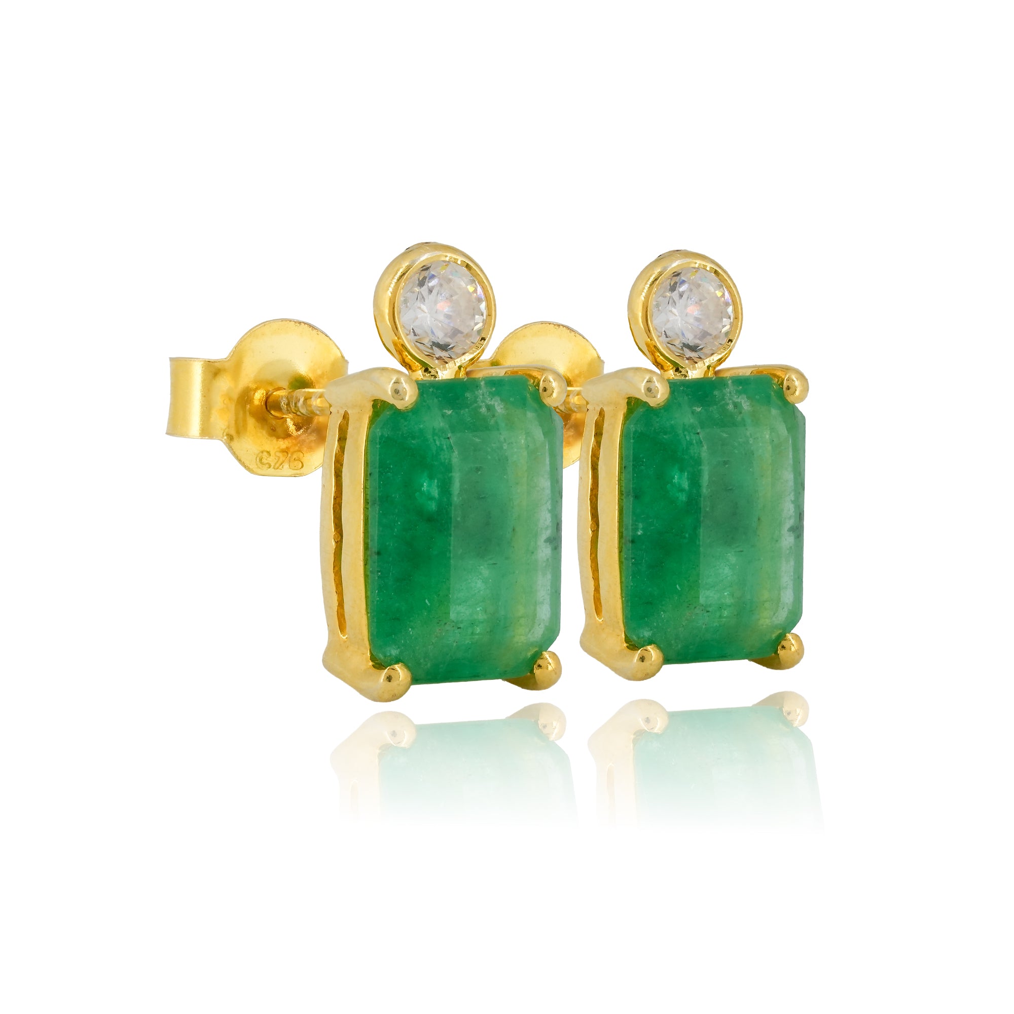 IHA Fine Jewellery emerald stud earrings CZ accent collection shop