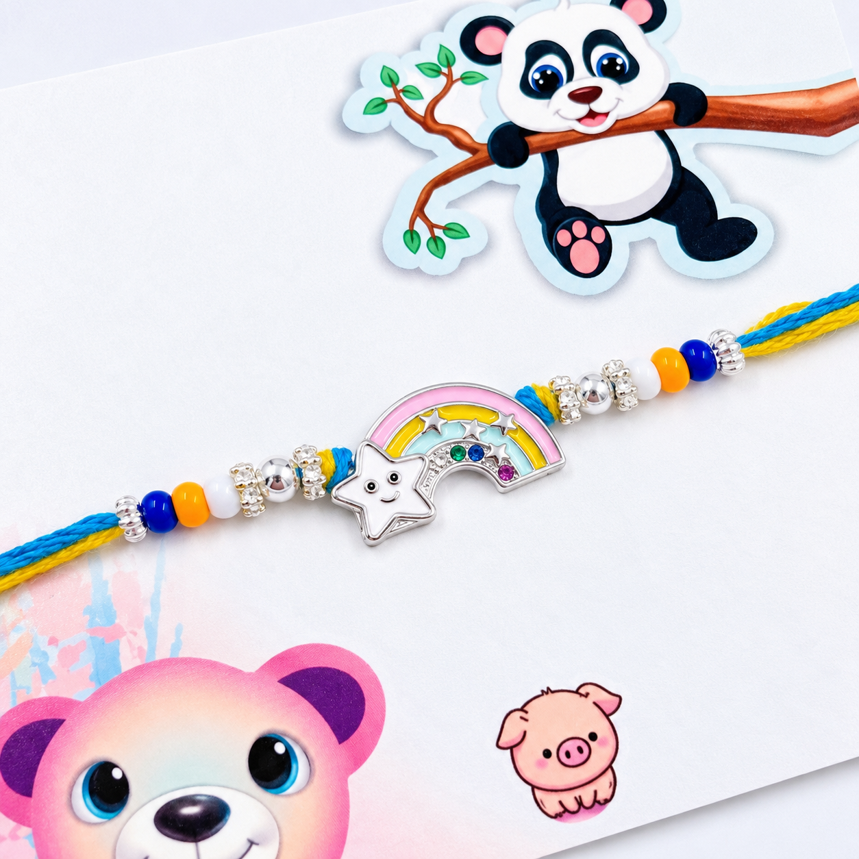 Rainbow Bliss Pure 925 Sterling Silver Rakhi