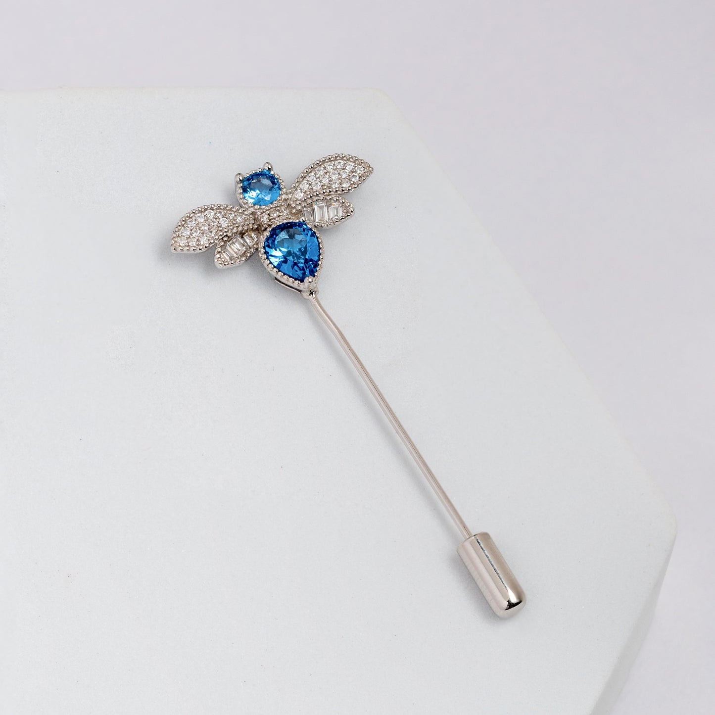 Butterfly Lapel Pin with Blue Stones