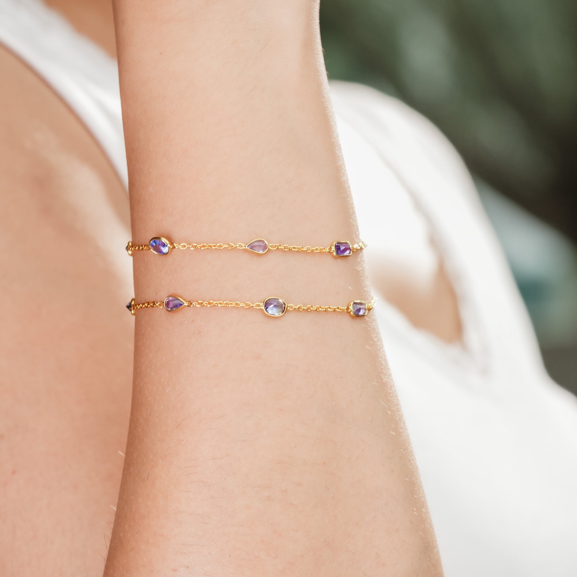 The Azure Harmony Dual-Layer Tanzanite 18kt Gold Plated Sterling silver Bracelet