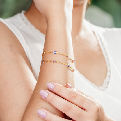The Azure Harmony Dual-Layer Tanzanite 18kt Gold Plated Sterling silver Bracelet